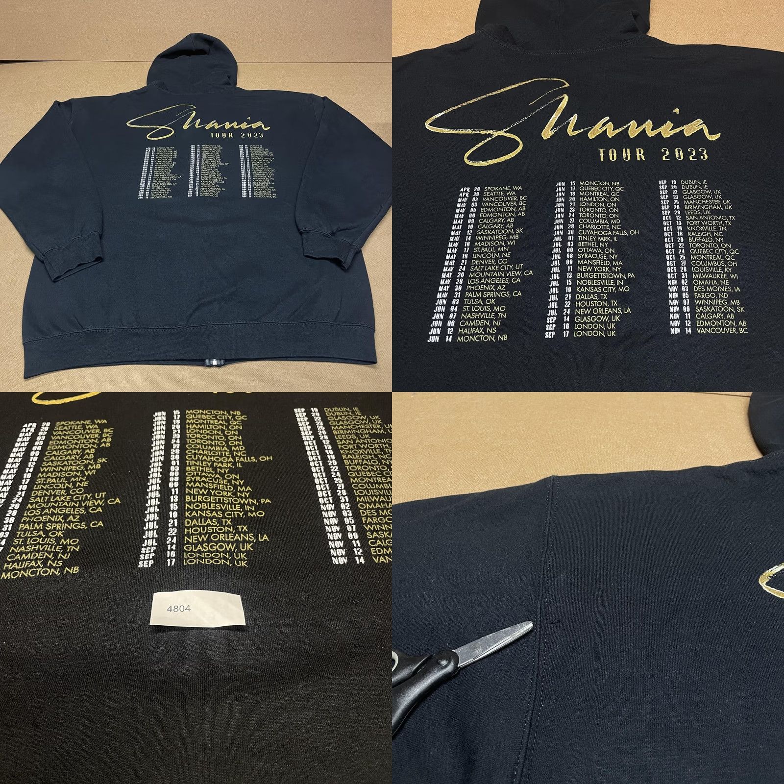 Vintage Shania Twain Hoodie Mens XL Black Queen of Me Tour 2023 Full Zip Sweatshirt Size US XL / EU 56 / 4 - 8 Thumbnail
