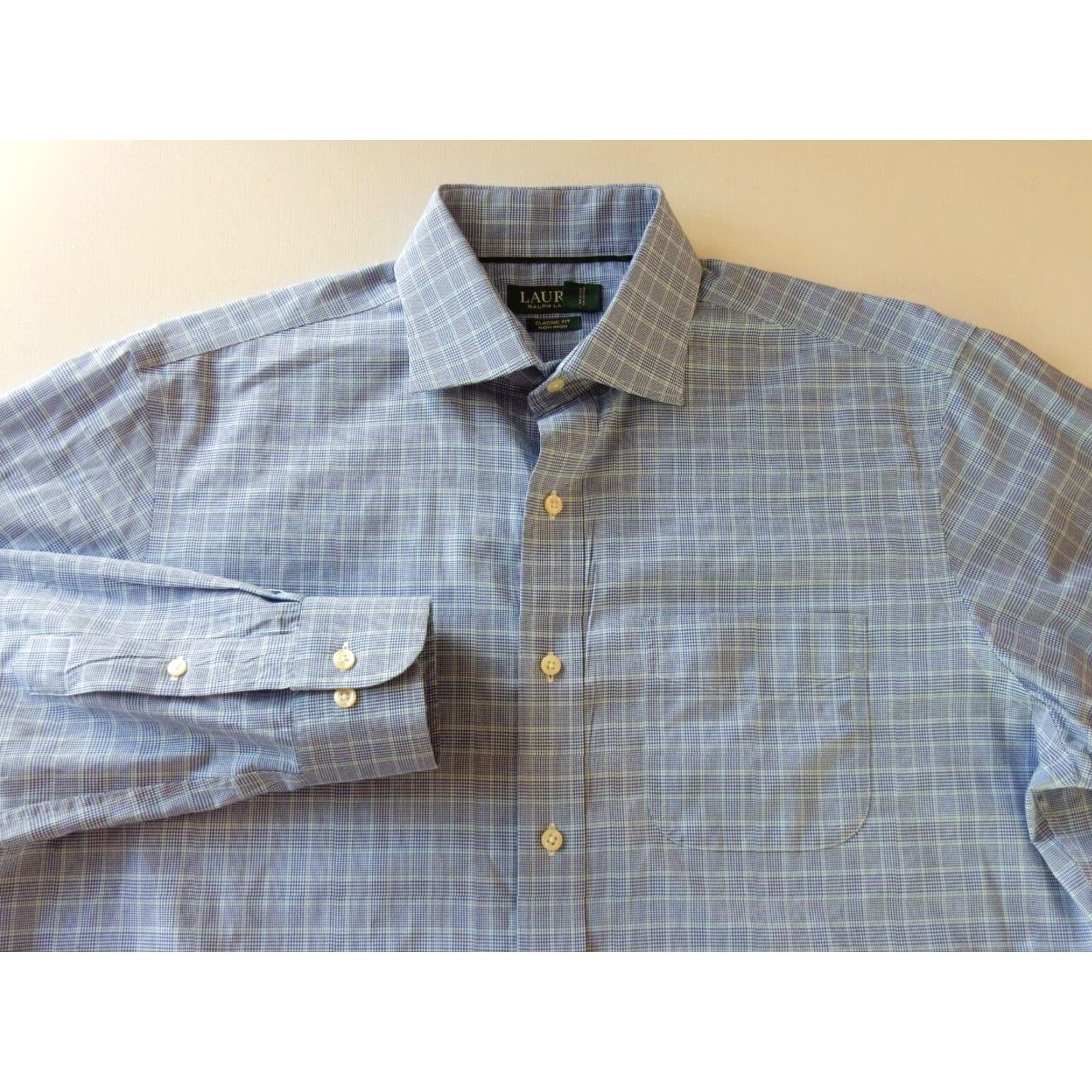 Ralph Lauren Vintage Ralph Lauren Men's Dress Shirt Plaid Size 16 Blue Long Sleeve Office Fashion Size 42R - 2 Thumbnail