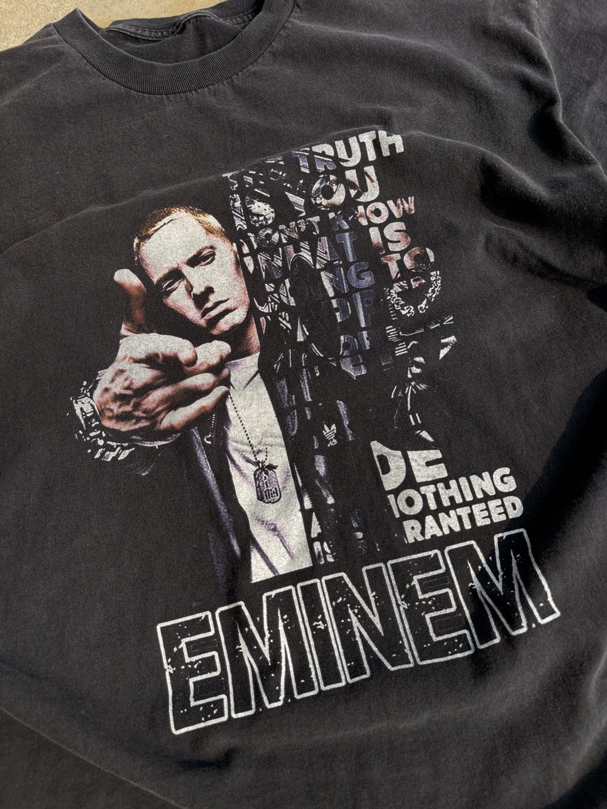 Eminem Crazy Vintage Early 2000s Eminem Boxy Rap Faded Black Tee Size US XL / EU 56 / 4 - 3 Thumbnail
