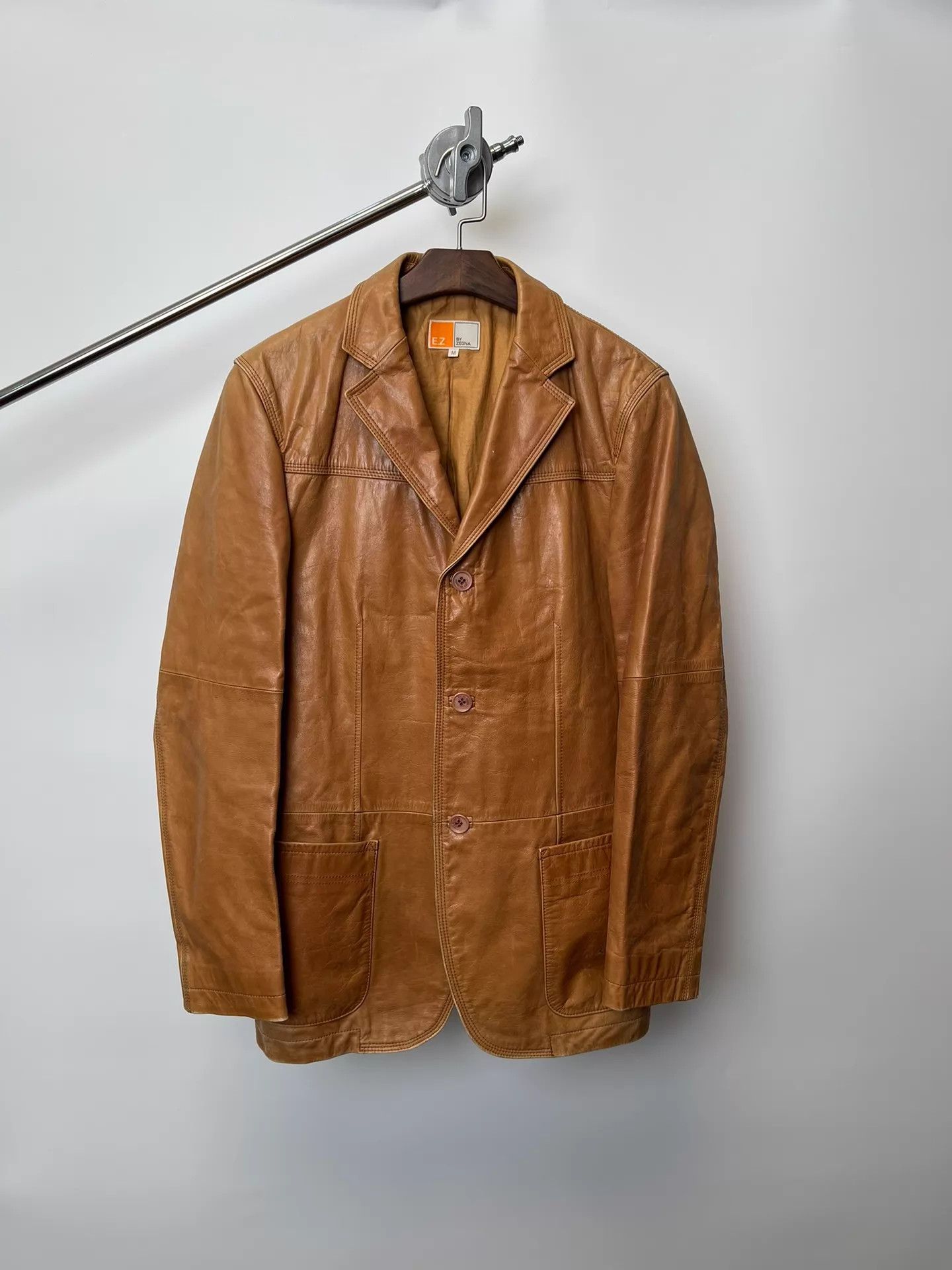 Ermenegildo Zegna EZ Zegna Vintage Distressed Leather Tailored Blazer M Size US M / EU 48-50 / 2 - 1 Thumbnail