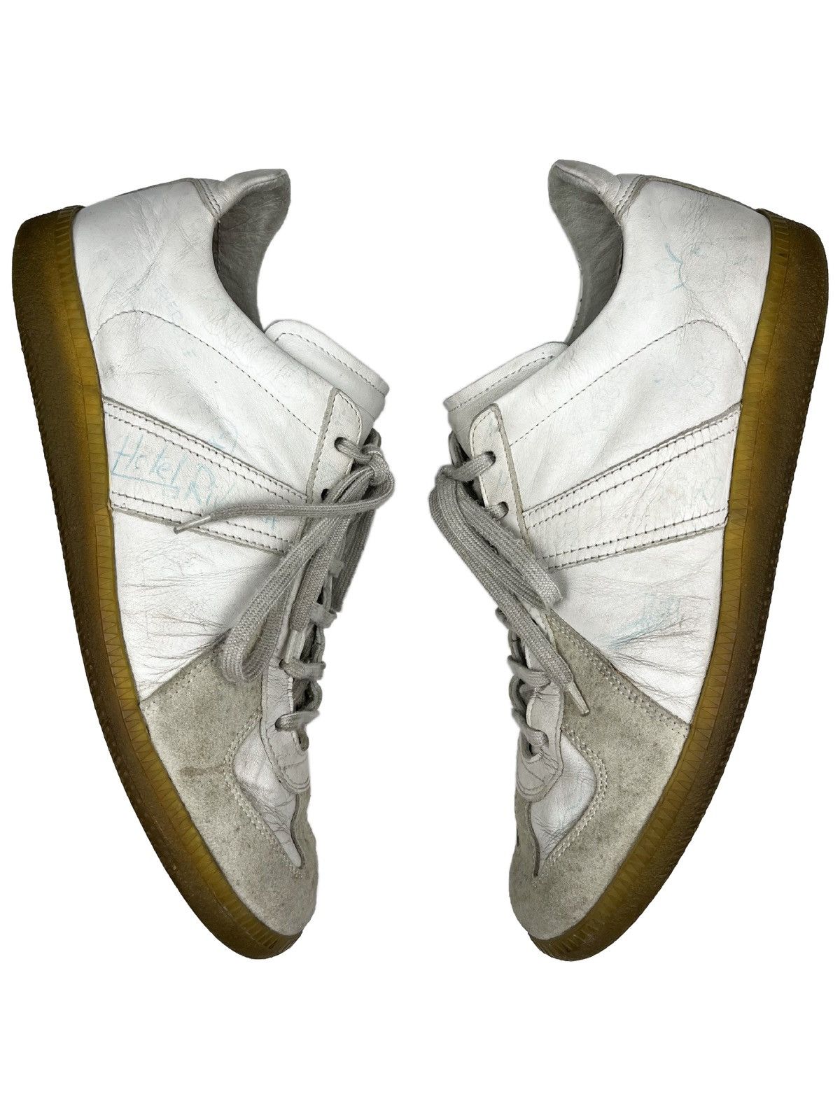 image of Ss06 1/1 Maison Margiela Graffiti Hand Drawn Replica Gats Shoes in Graffiti White, Men's (Size 9)