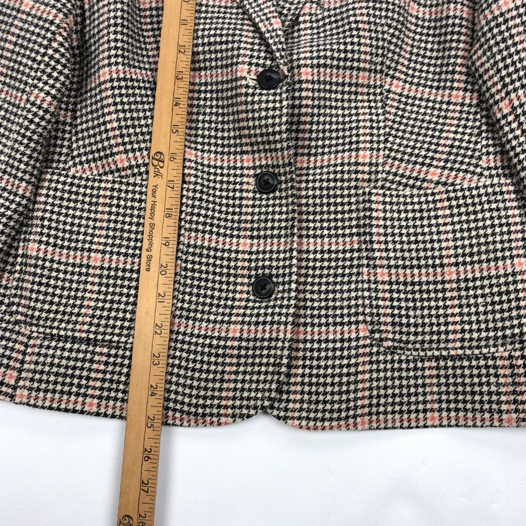 Vintage L.L.Bean Blazer Women’s L Petite Wool Silk Blend Houndstooth Plaid Jacket Size L / US 10 / IT 46 - 5 Thumbnail