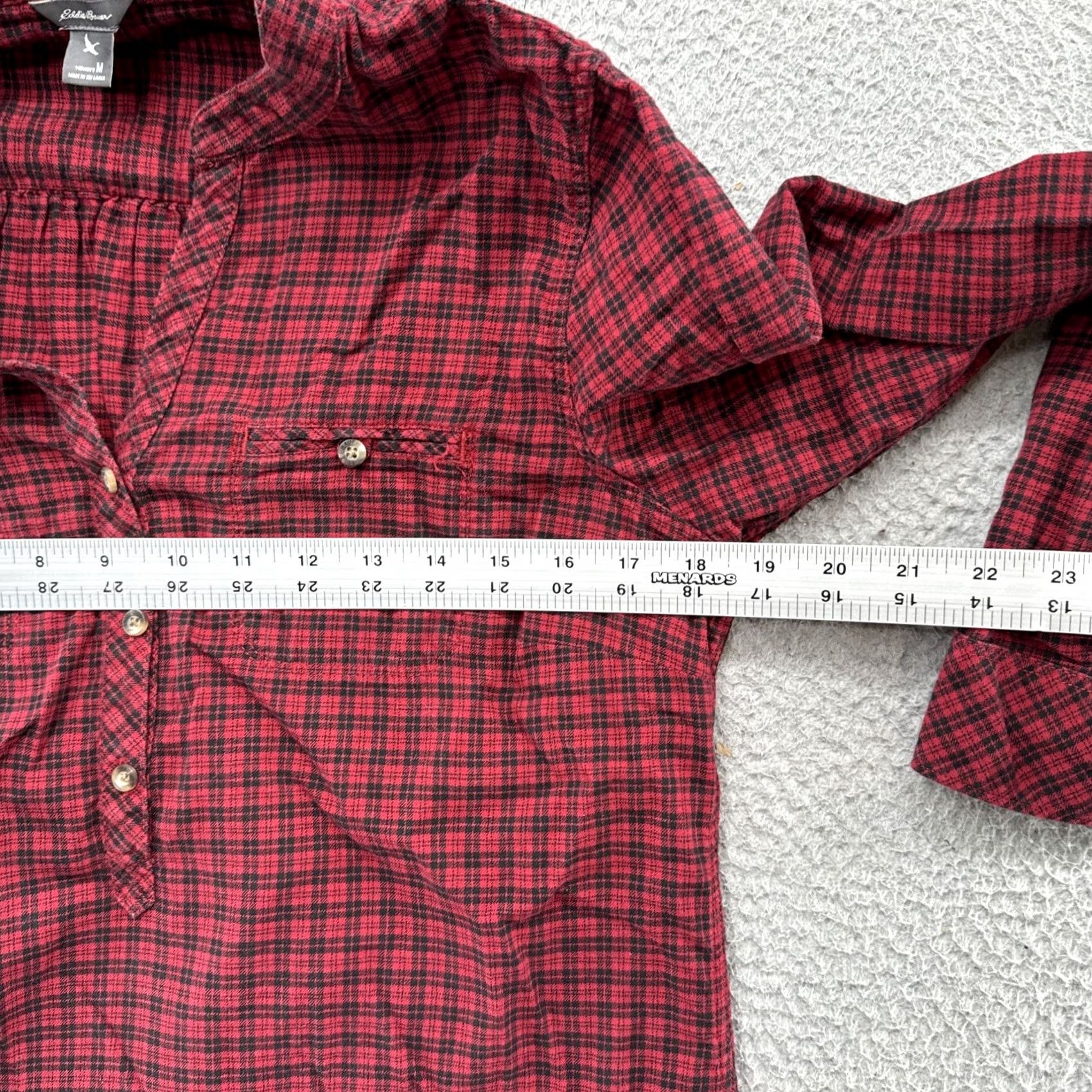 Eddie Bauer Eddie Bauer Red Plaid Flannel Button Henley Roll Tab Sleeve Shirt Top Size M Womens Size M / US 6-8 / IT 42-44 - 7 Thumbnail