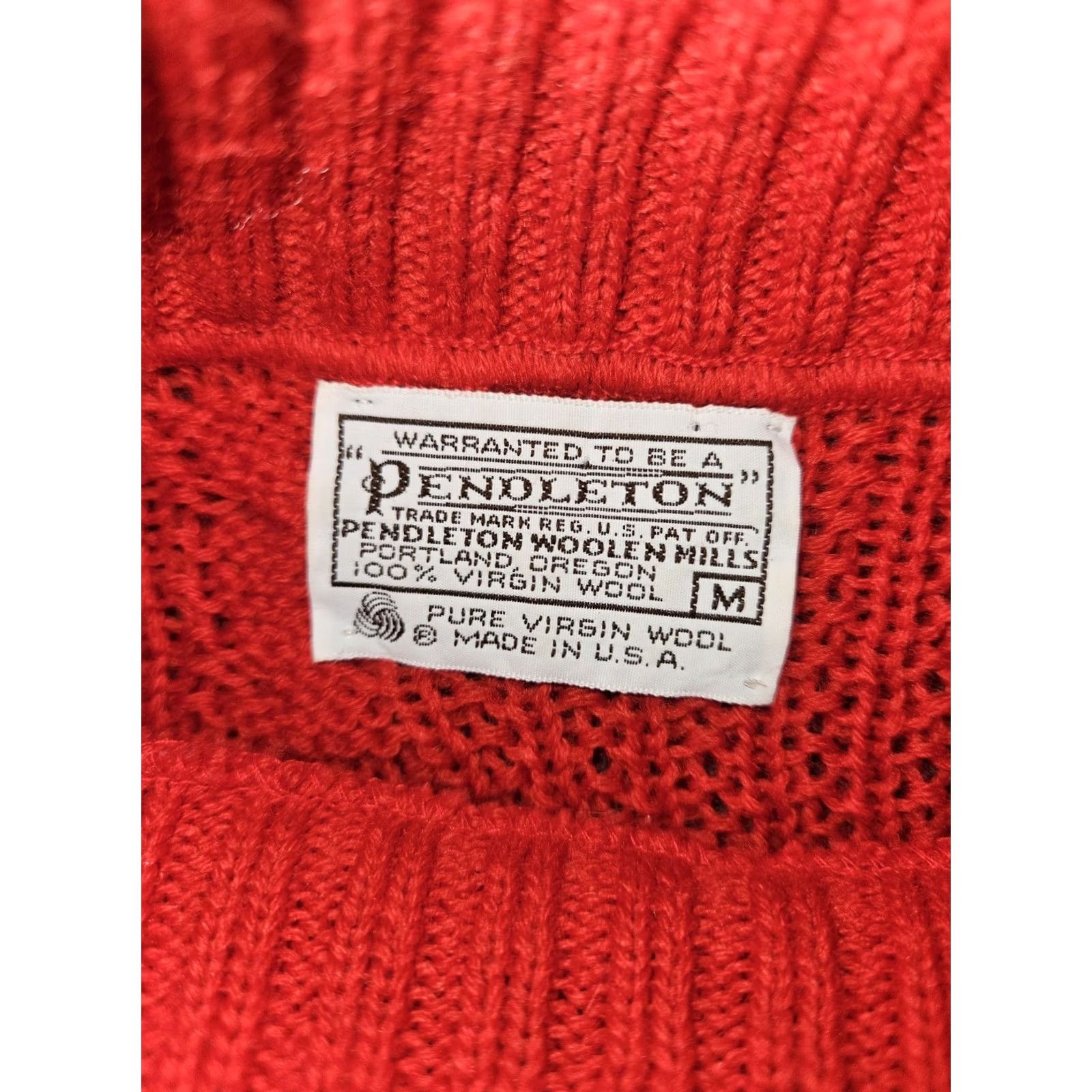 Pendleton VINTAGE Pendleton Sweater Women's M Red Wool Mock Neck Cable Knit USA Size M / US 6-8 / IT 42-44 - 2 Thumbnail