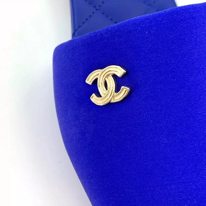Chanel Chanel Blue Logo Satin Casual Slide Sandals -2505 Size US 8 / EU 41 - 6 Thumbnail