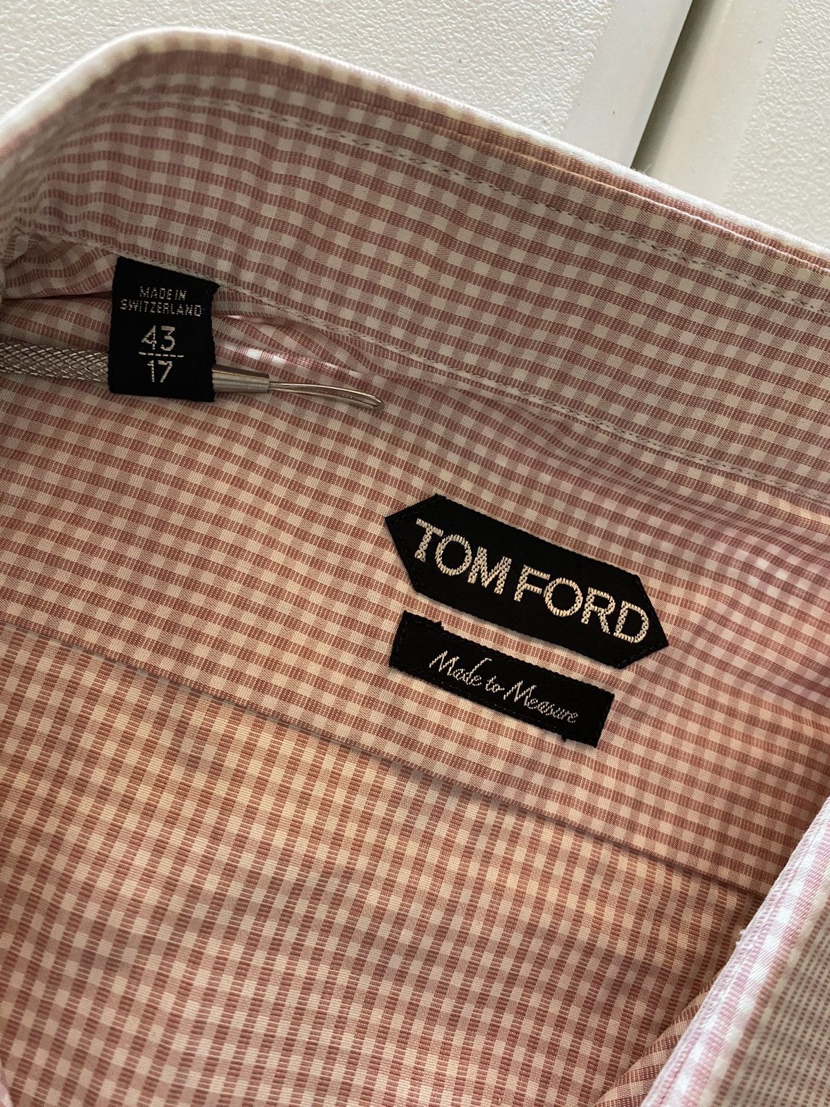 Tom Ford Tom Ford light pink gingham check shirt 17 43e NEW Size US L / EU 52-54 / 3 - 7 Thumbnail