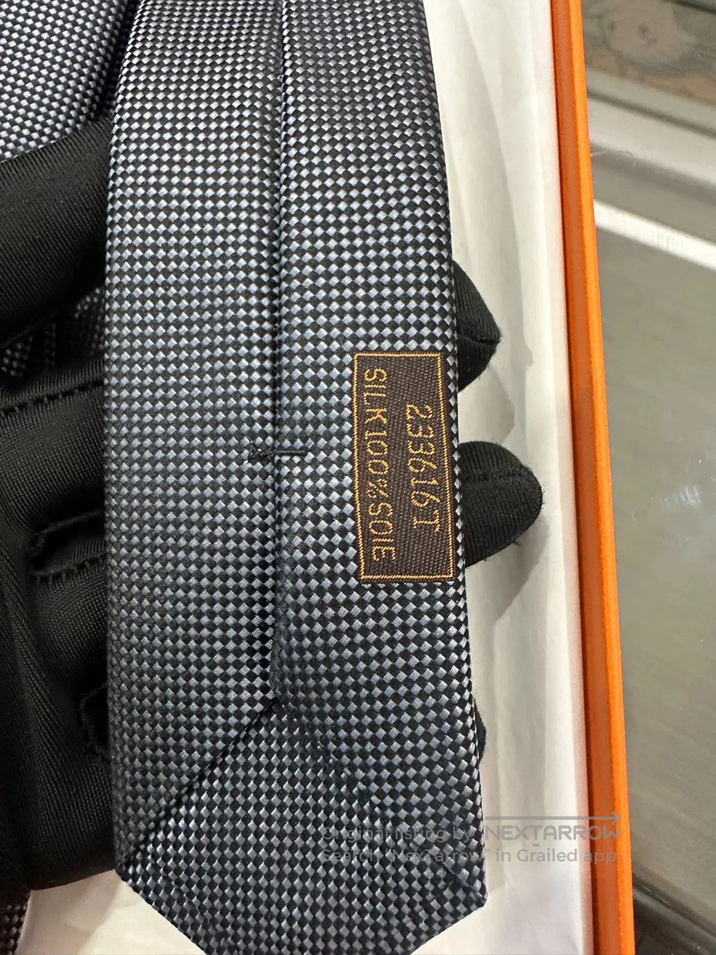 Hermes Hermes Men's Gray Check 7cm Tie. Size ONE SIZE - 2 Thumbnail