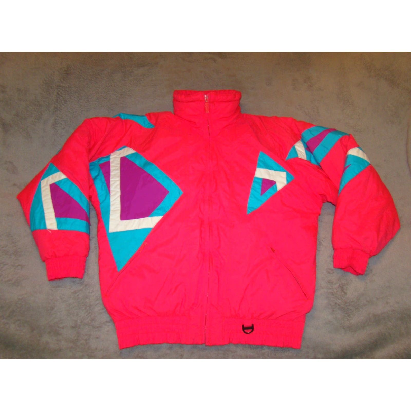 Pinko Vintage Women’s Small Downhill Racer Hot Pink Neon Nylon Down Ski Jacket Coat Size S / US 4 / IT 40 - 2 Thumbnail