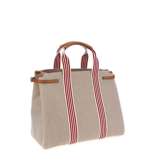 VALENTINO GARAVANI Antibes Natural/Tobacco Canvas Tote Bag N