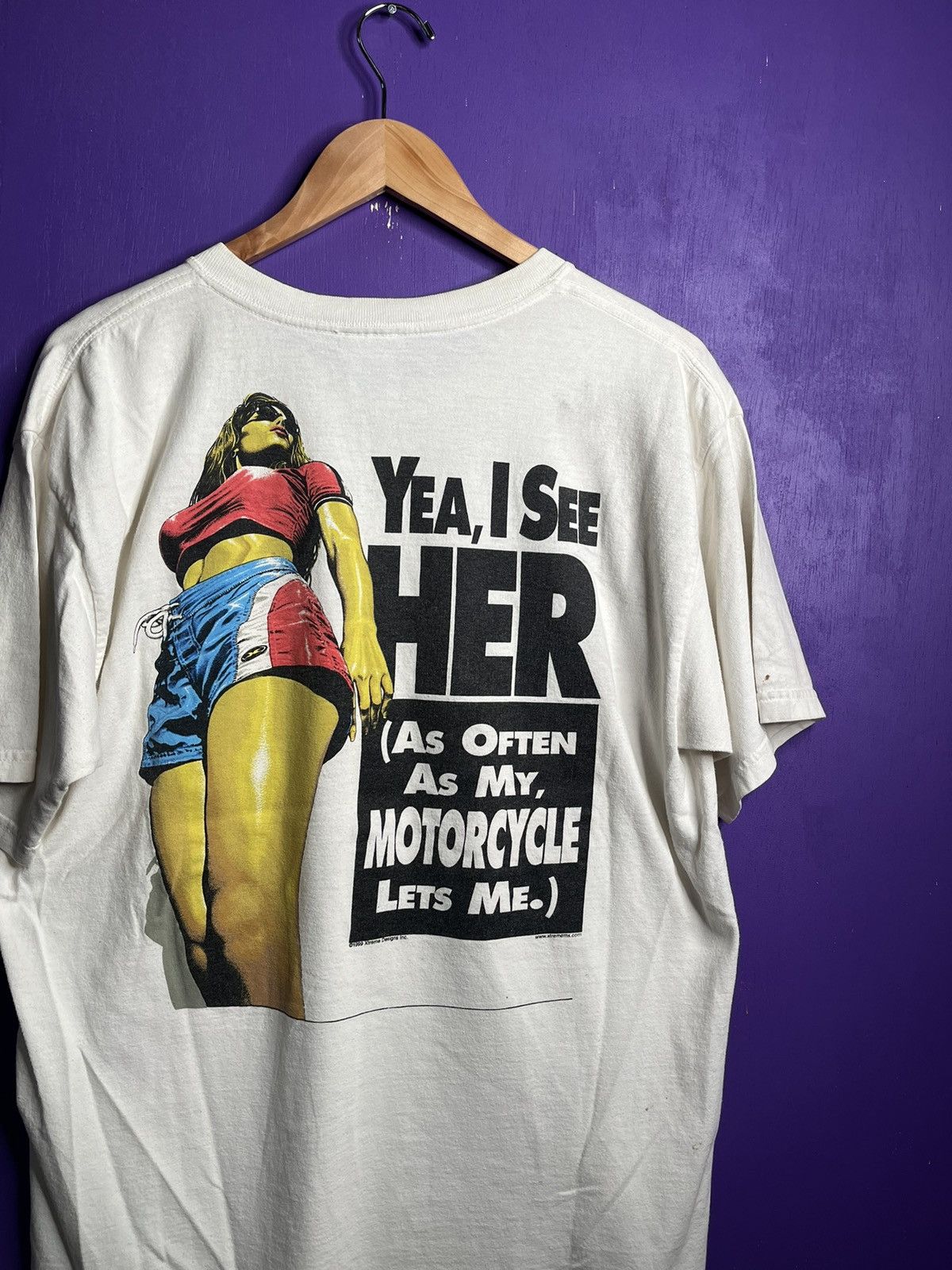 Vintage Vintage 1999 Xtreme designs motorcycle girl tee Size US L / EU 52-54 / 3 - 3 Thumbnail