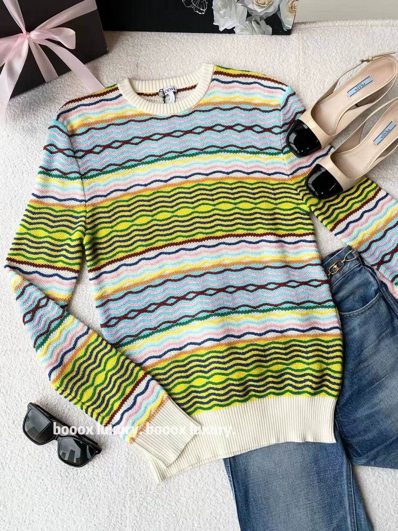 Loewe LOEWE Cotton Striped Knit Sweater - dmc Size US S / EU 44-46 / 1 - 1 Thumbnail
