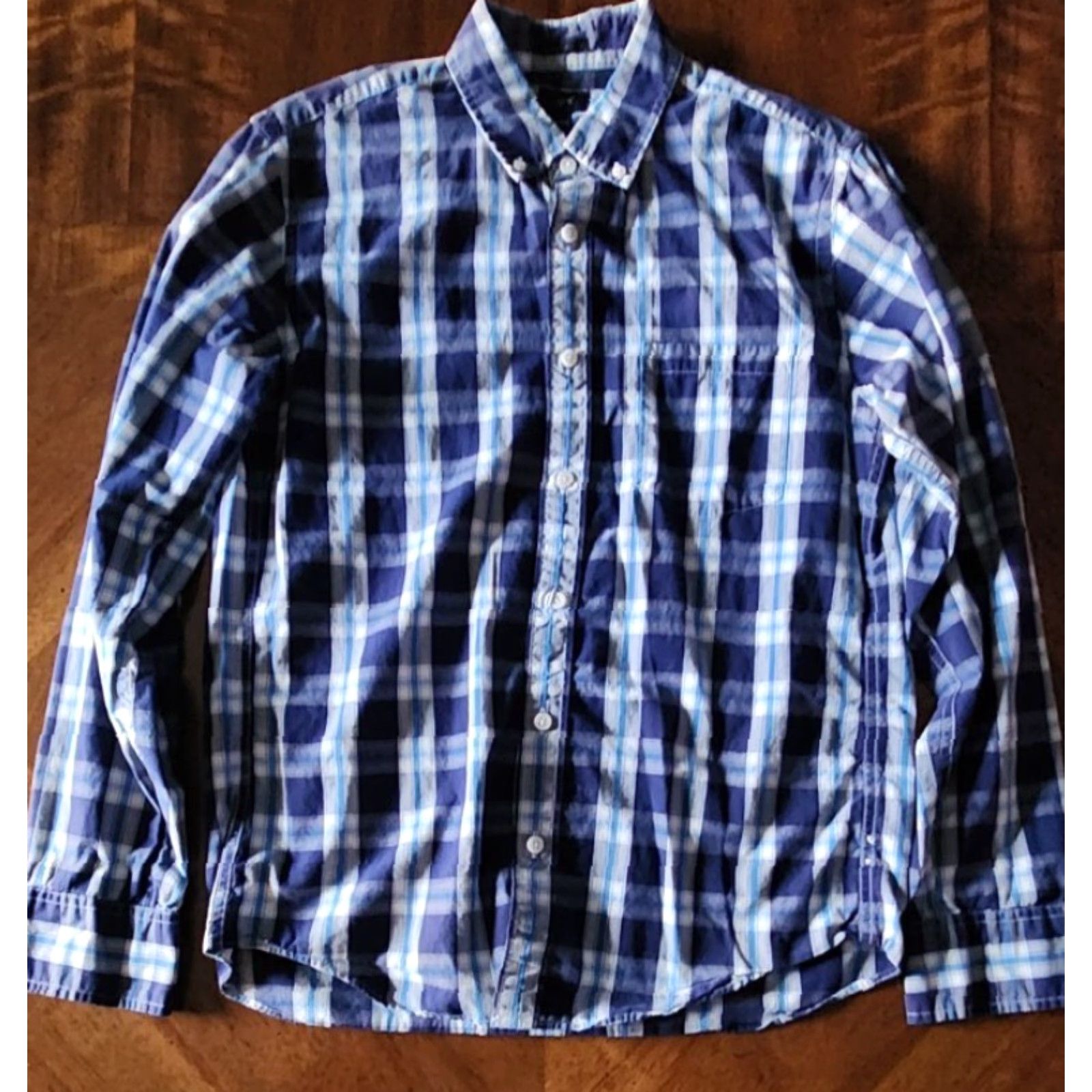 J.Crew J.CREW Mens Button-Up Shirt Long Sleeve Blue Plaid Oxford Slim Fit Size M Size US M / EU 48-50 / 2 - 2 Thumbnail