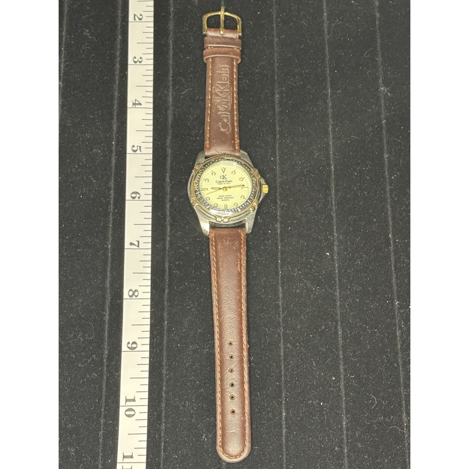 Calvin Klein Calvin Klein Quartz Gold Silver Tone Watch USA Leather Band Size ONE SIZE - 2 Thumbnail