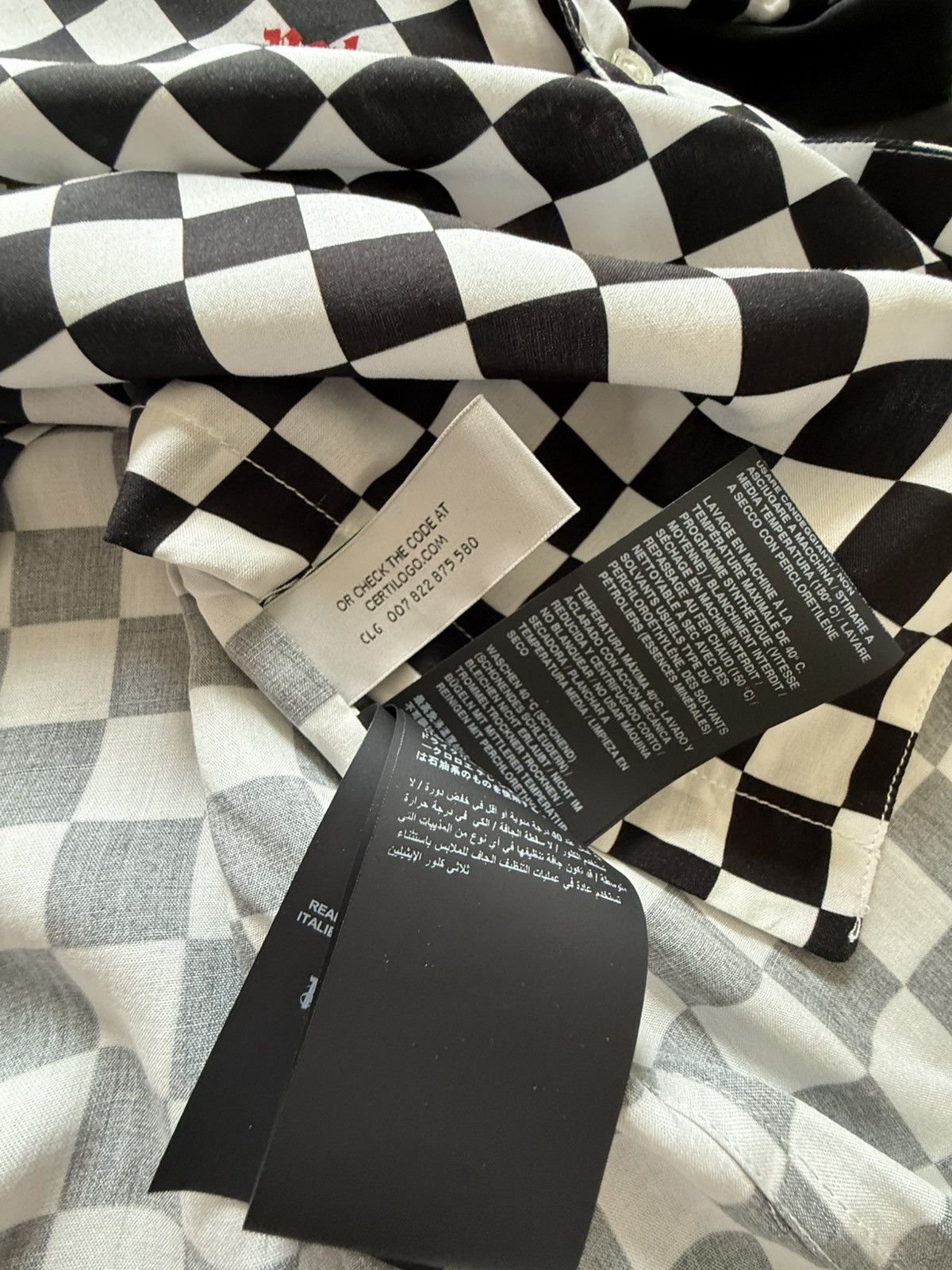 $790 Palm angels checkerboard checker ss hawaiian shirt 52