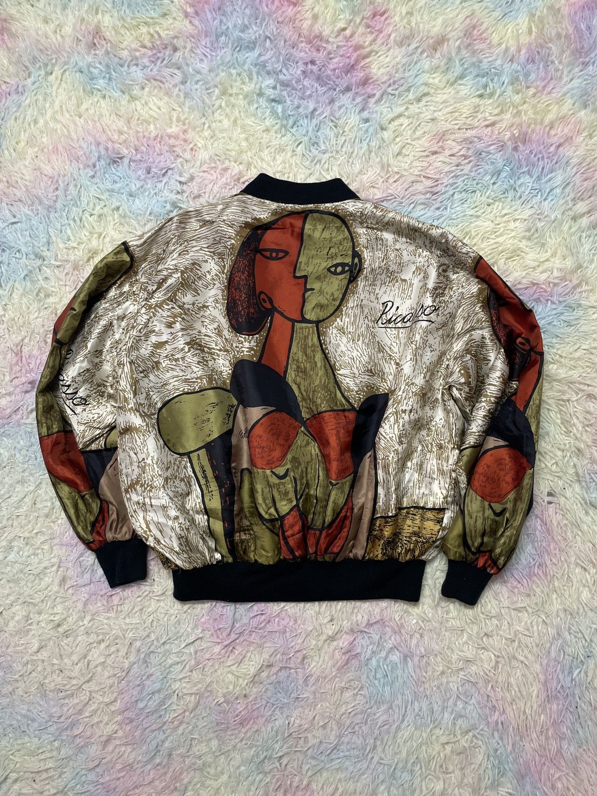 Vintage 💥Hearing offer💥Vintage Picasso Silk bomber satin jacket Size US L / EU 52-54 / 3 - 2 Thumbnail