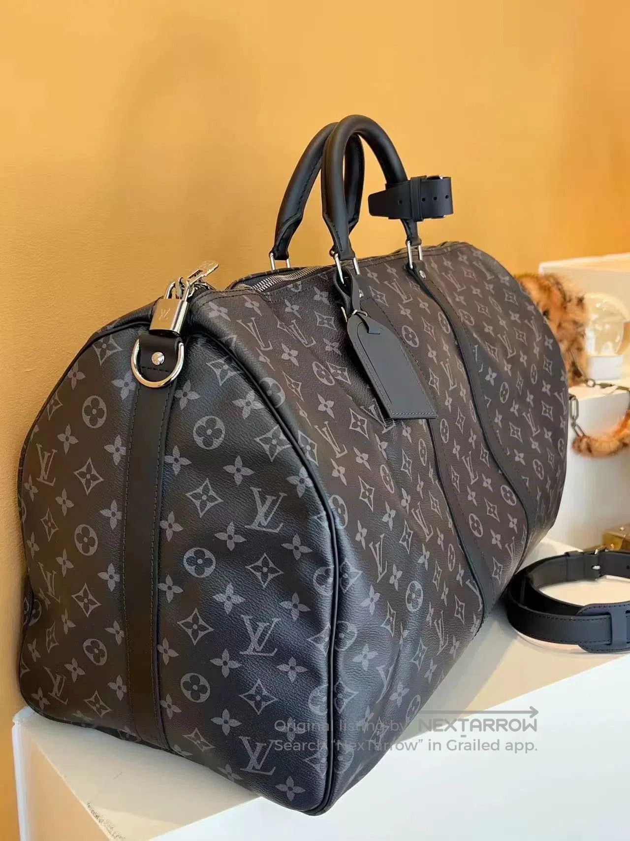 Louis Vuitton LV Black Flower Keepall 55 Bag. Size ONE SIZE - 6 Thumbnail