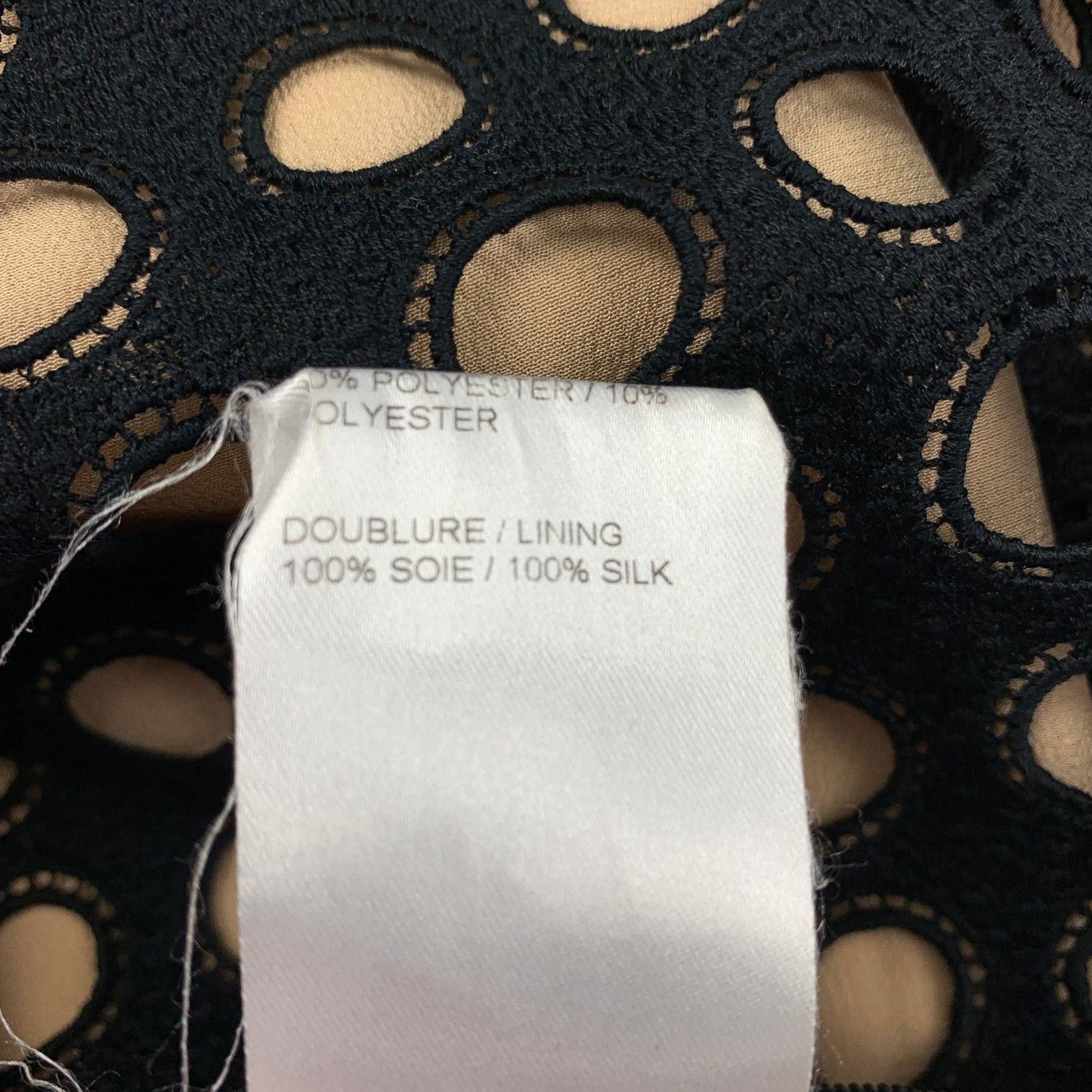 Chloe 2 Black Beige Cotton Polyester Cut Out Short Sleeve Dress Size XS / US 0-2 / IT 36-38 - 5 Thumbnail
