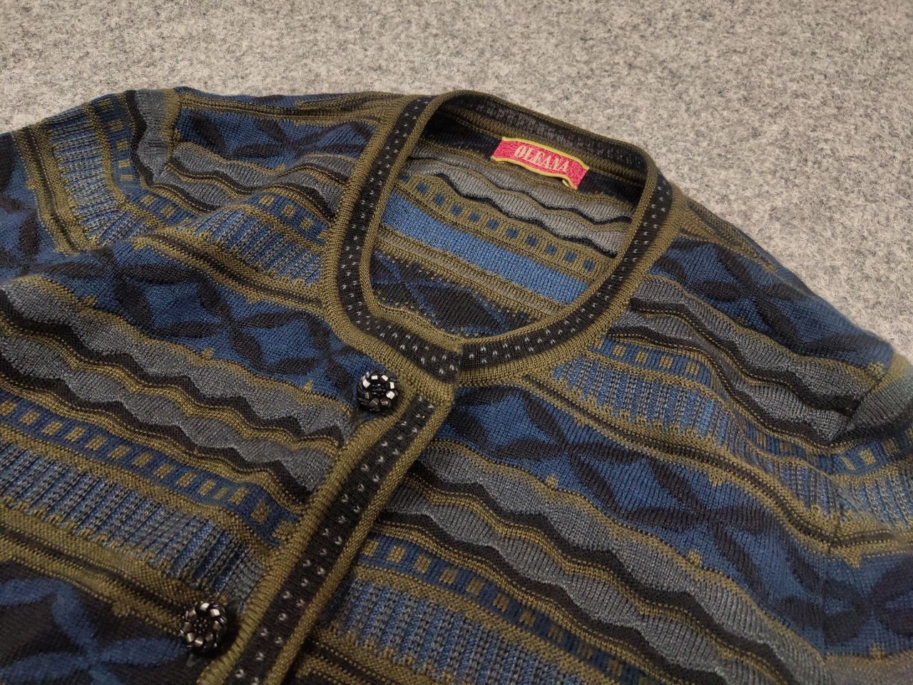 Japanese Brand Oleana Ytre Arna Norway Dark Wool Art Button Knit Cardigan Size S / US 4 / IT 40 - 8 Thumbnail