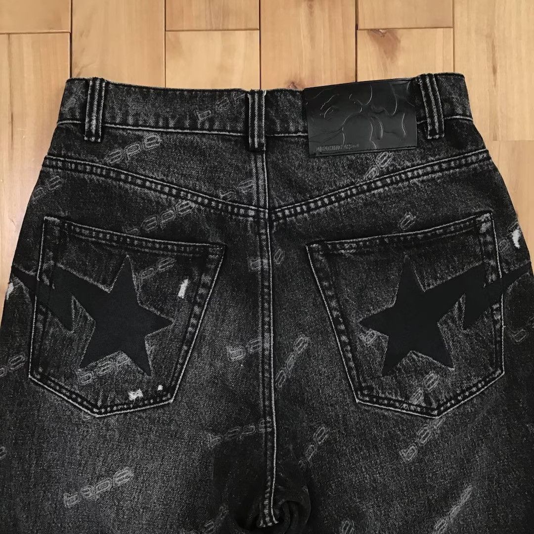 Bape BAPE STA HEXAGRAMASER DESTROY BLACK DENIM PANTS star ★size S Size US 30 / EU 46 - 4 Thumbnail