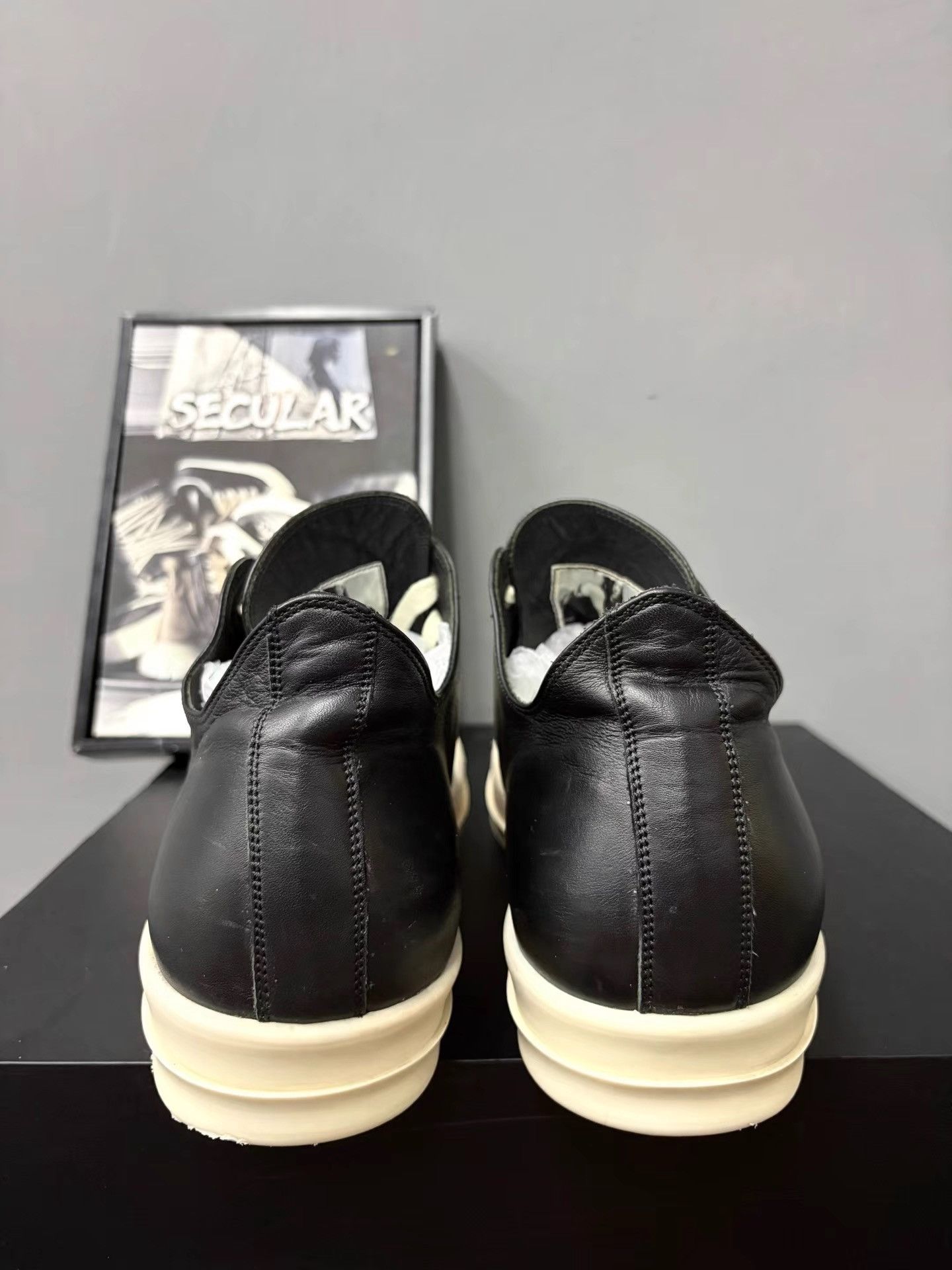 Rick Owens Rick Owens Black White Leather Low Sneakers K34 Size US 12 / EU 45 - 7 Thumbnail