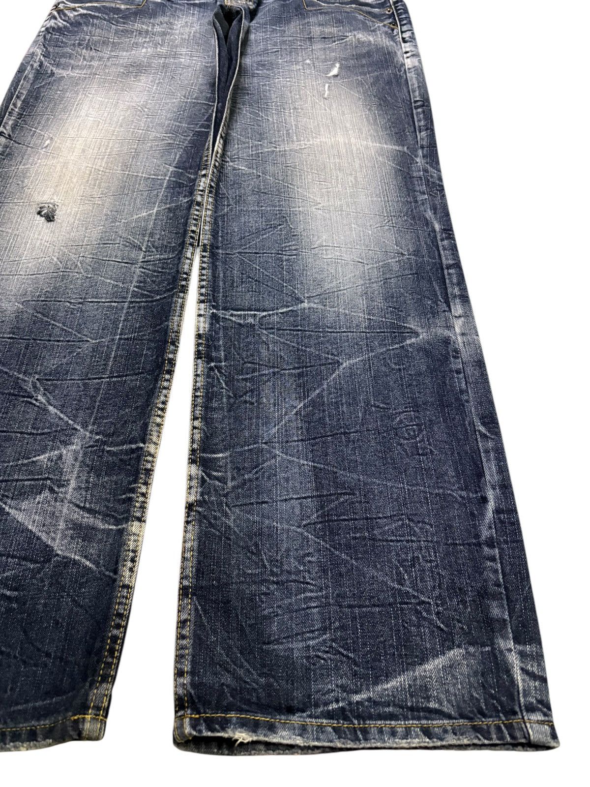 Japanese Brand Vintage Blow By Blue Rusty Wash Double Waist Baggy Jeans Size US 36 / EU 52 - 7 Thumbnail