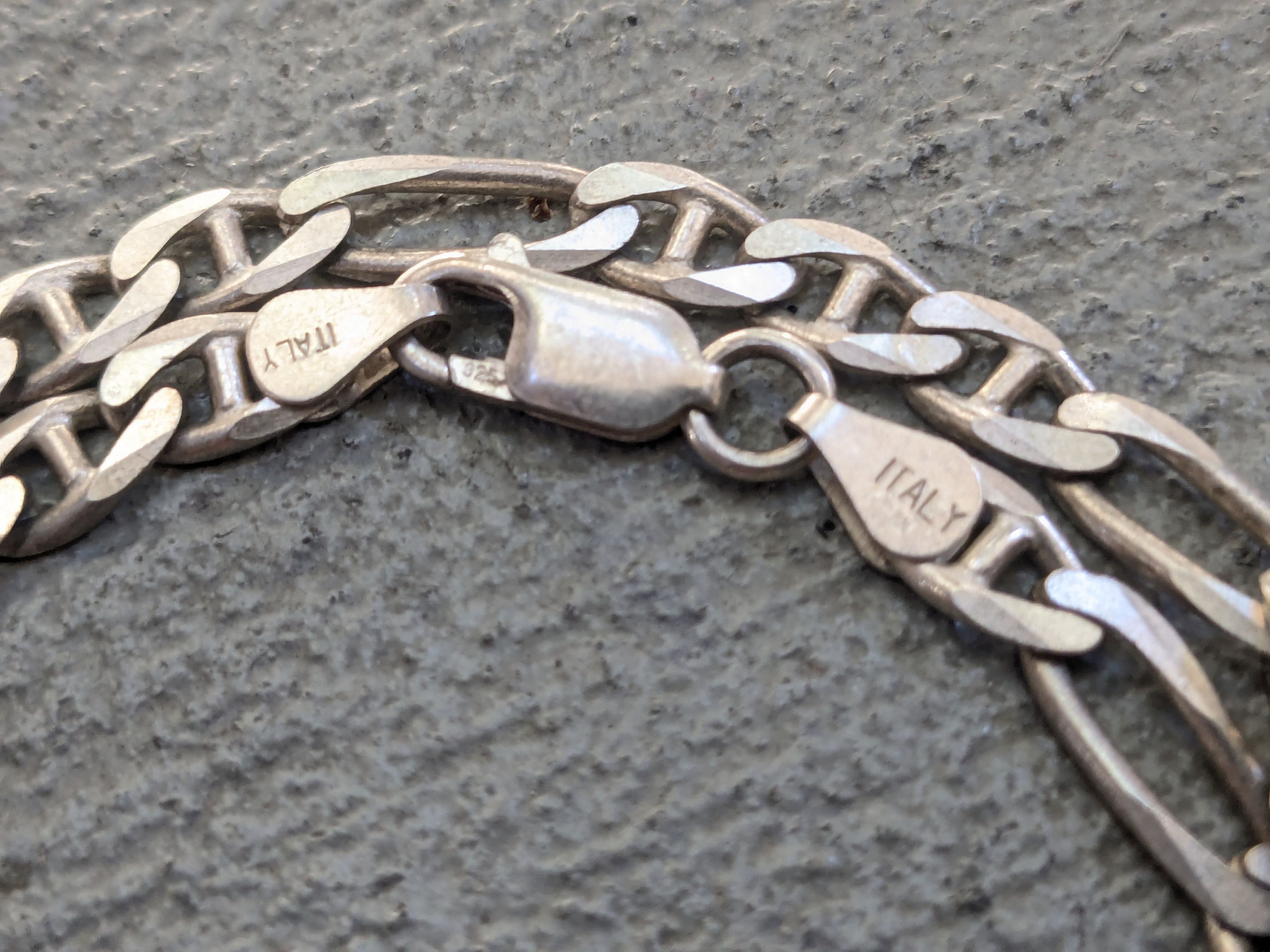 Vintage Vintage Sterling Silver Necklace Figaro 20" Punk Biker Italy Size ONE SIZE - 7 Thumbnail