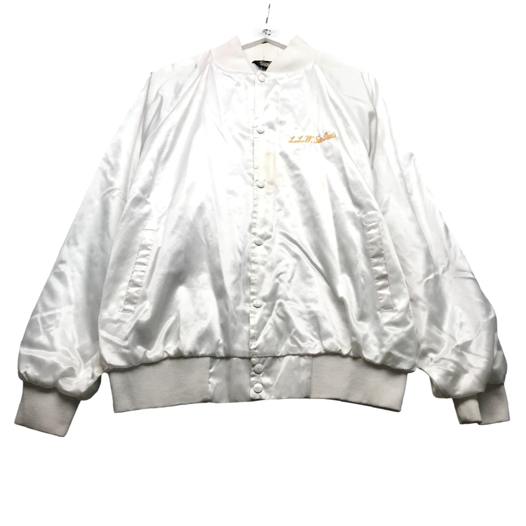Vintage VINTAGE Auburn The Order Of The Golden Circle Miami Assembly Jacket XL Bomber Men White 80s Embroidered Logo Pockets Snap Lined Polyester Sportwear Size US XL / EU 56 / 4 - 2 Thumbnail