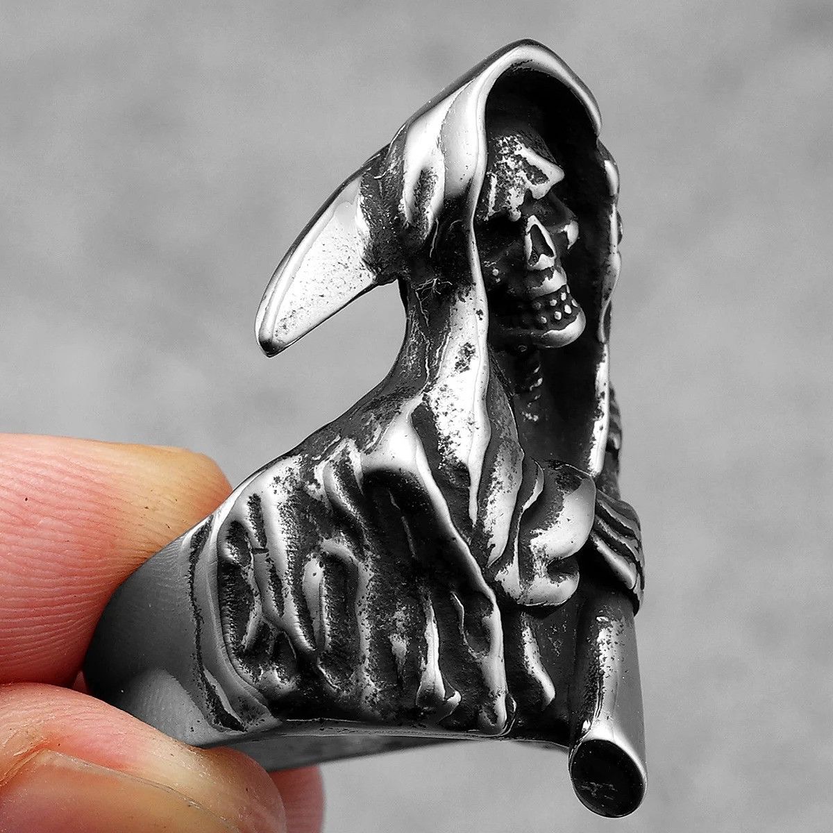 Vintage Skull Men Ring Size ONE SIZE - 2 Thumbnail