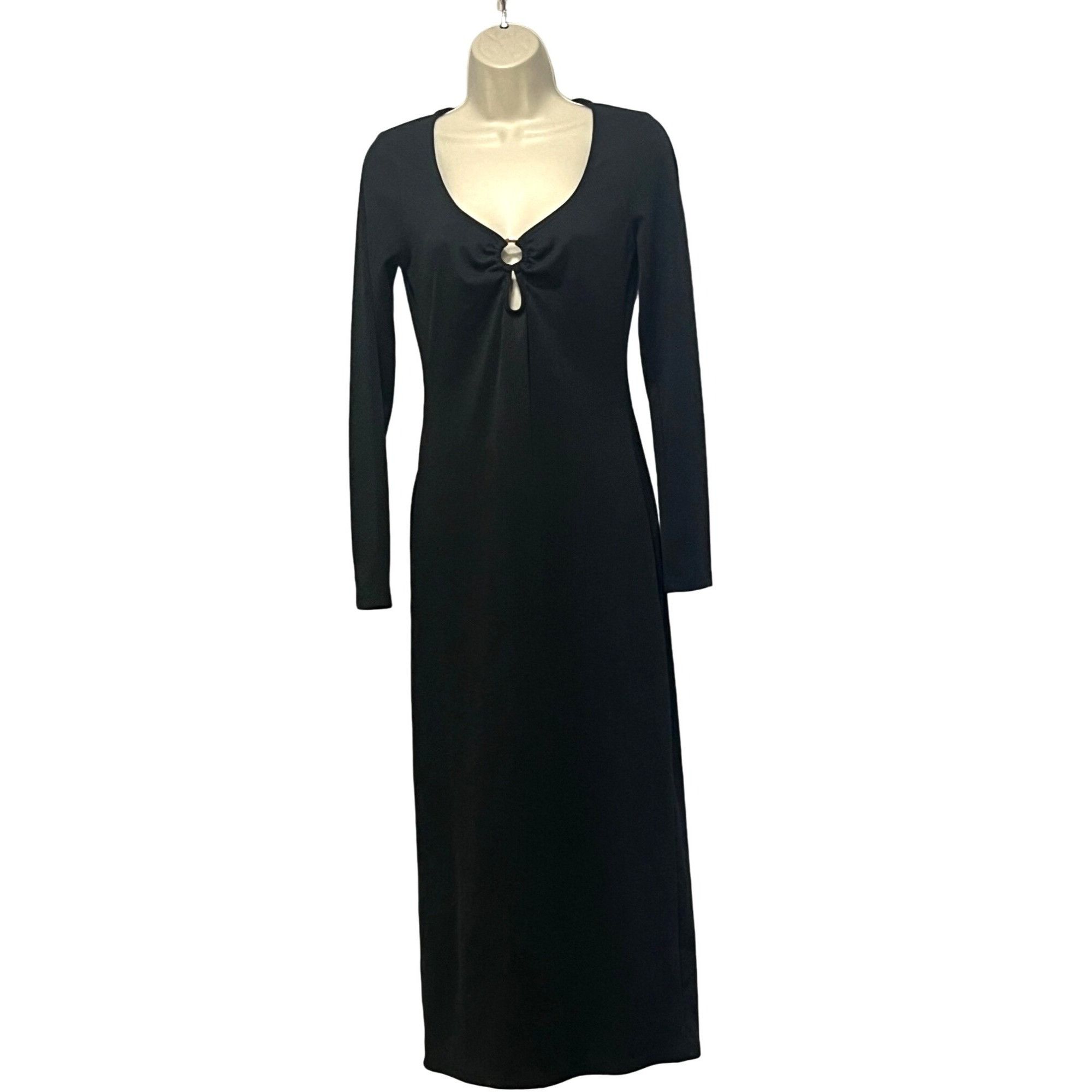 Topshop Topshop ring ribbed midi dress in black, XS (US 0-2) Size XS / US 0-2 / IT 36-38 - 2 Thumbnail