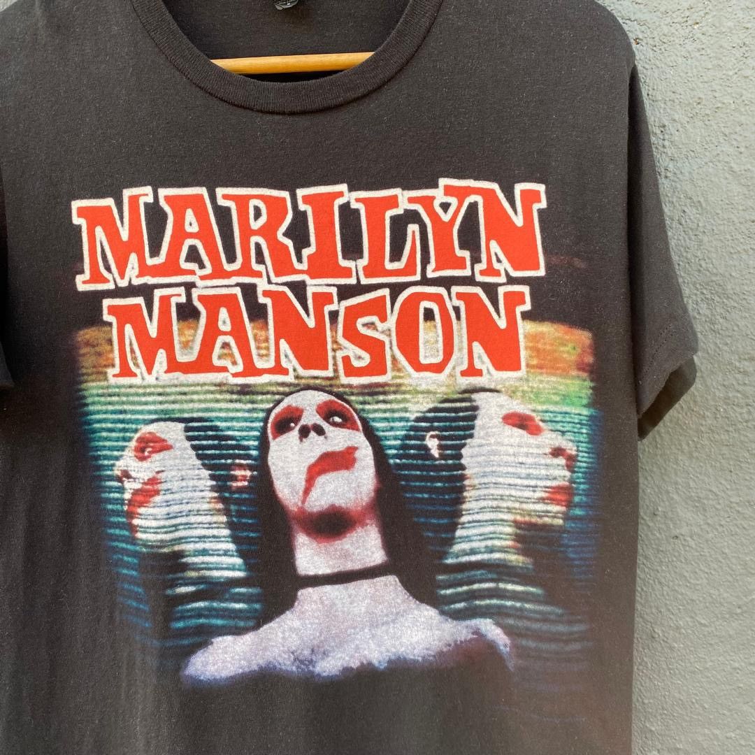 Band Tees Thrashed Marilyn Manson Band Tee Size US M / EU 48-50 / 2 - 2 Thumbnail