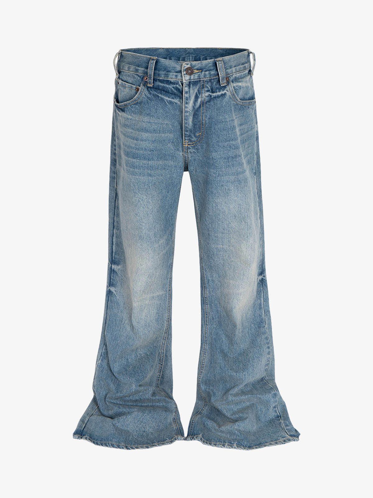 Jean Washed Whitened Flared Jeans Size US 33 - 1 Thumbnail