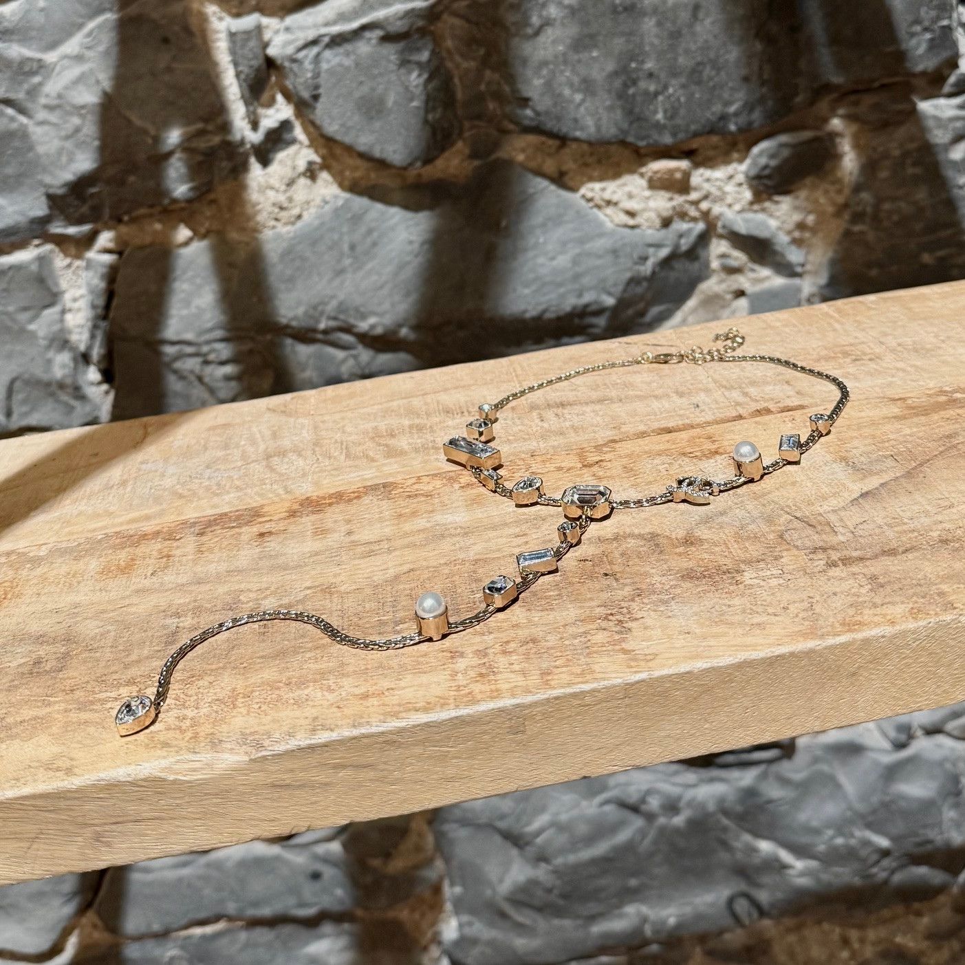 Chanel Chanel 22C Champ Gold Crystals Pearls CC Chain Drop Necklace Size ONE SIZE - 3 Thumbnail