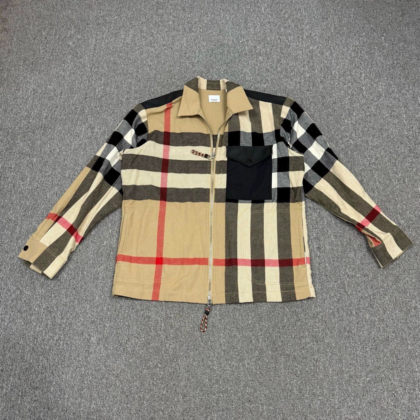 Burberry Burberry check wool leather jacket L 99 new Size L / US 10 / IT 46 - 1 Thumbnail