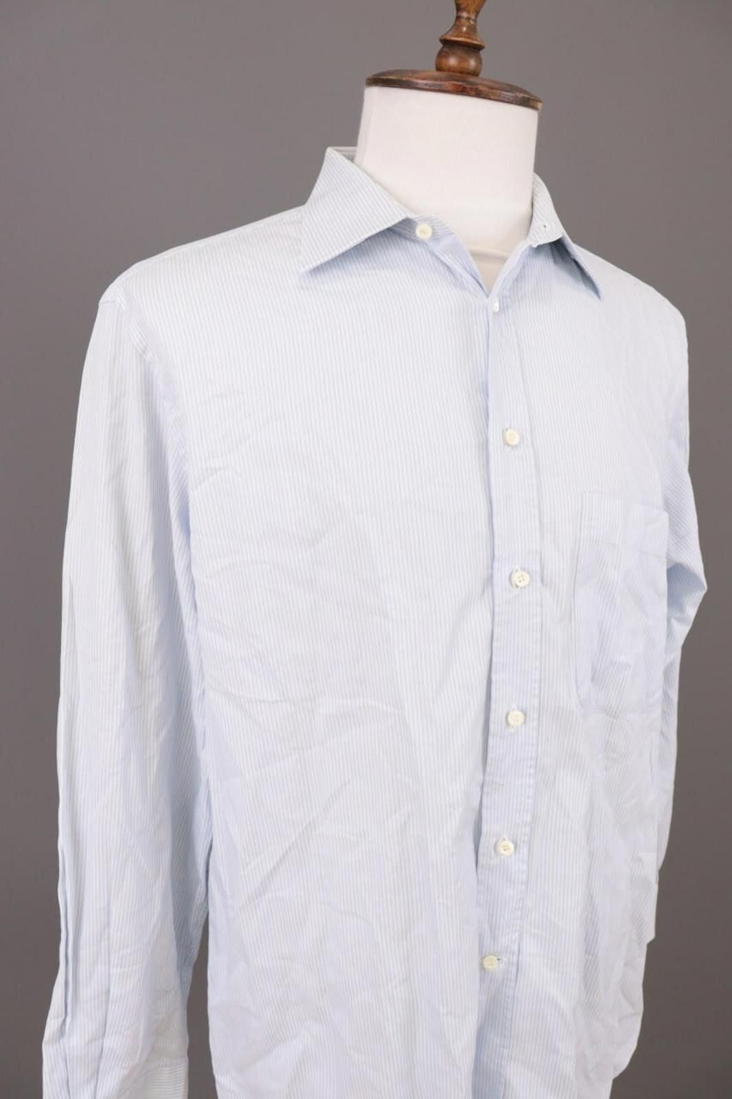 Ermenegildo Zegna Ermenegildo Zegna Blue Pinstripe Shirt Size 43 / 17 Size US M / EU 48-50 / 2 - 6 Thumbnail