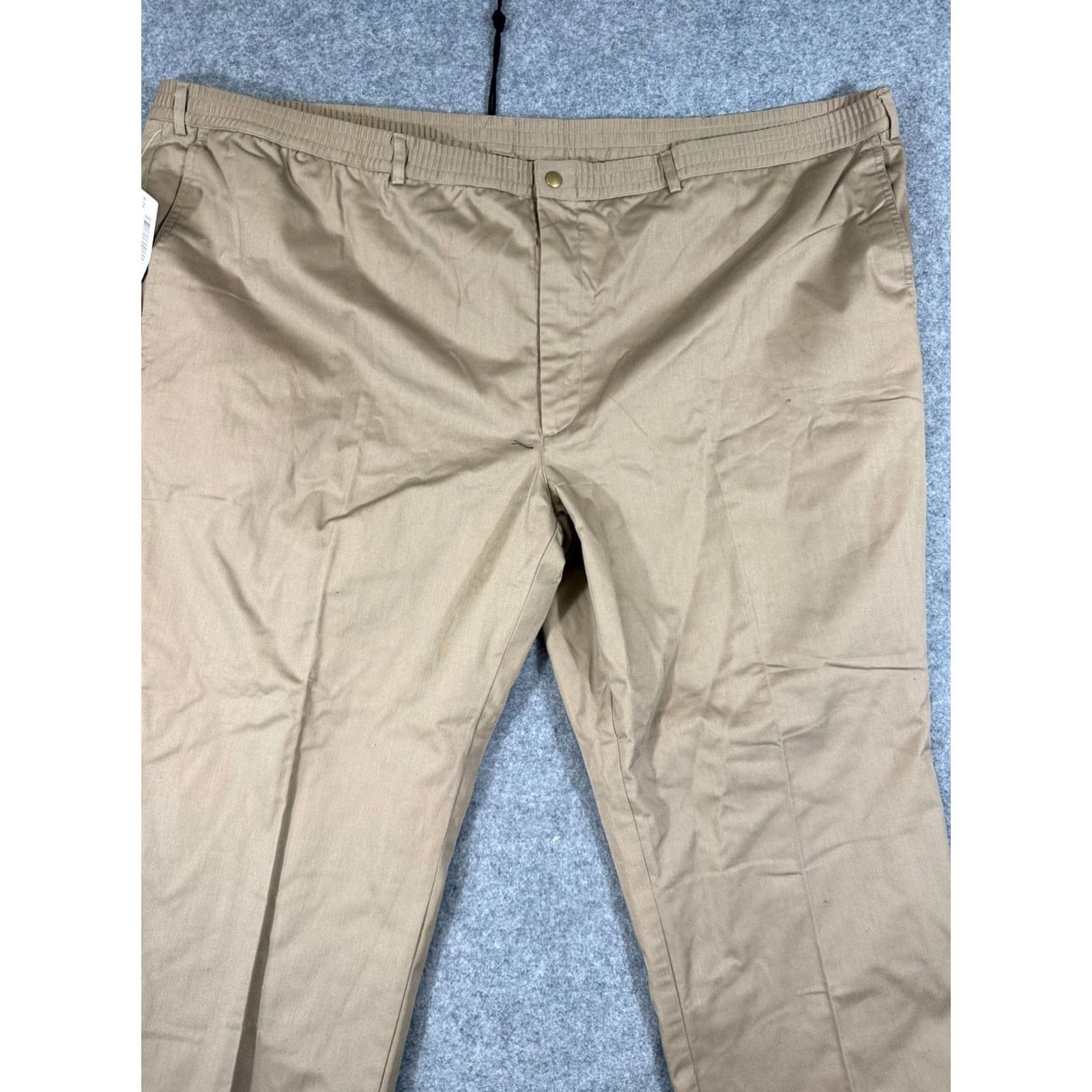 Haband Haband Ice House Pants Mens 52X28 Khaki Elastic Waist Slacks NWT Cotton Polyester Flat Front Pockets Size US 36 / EU 52 - 2 Thumbnail
