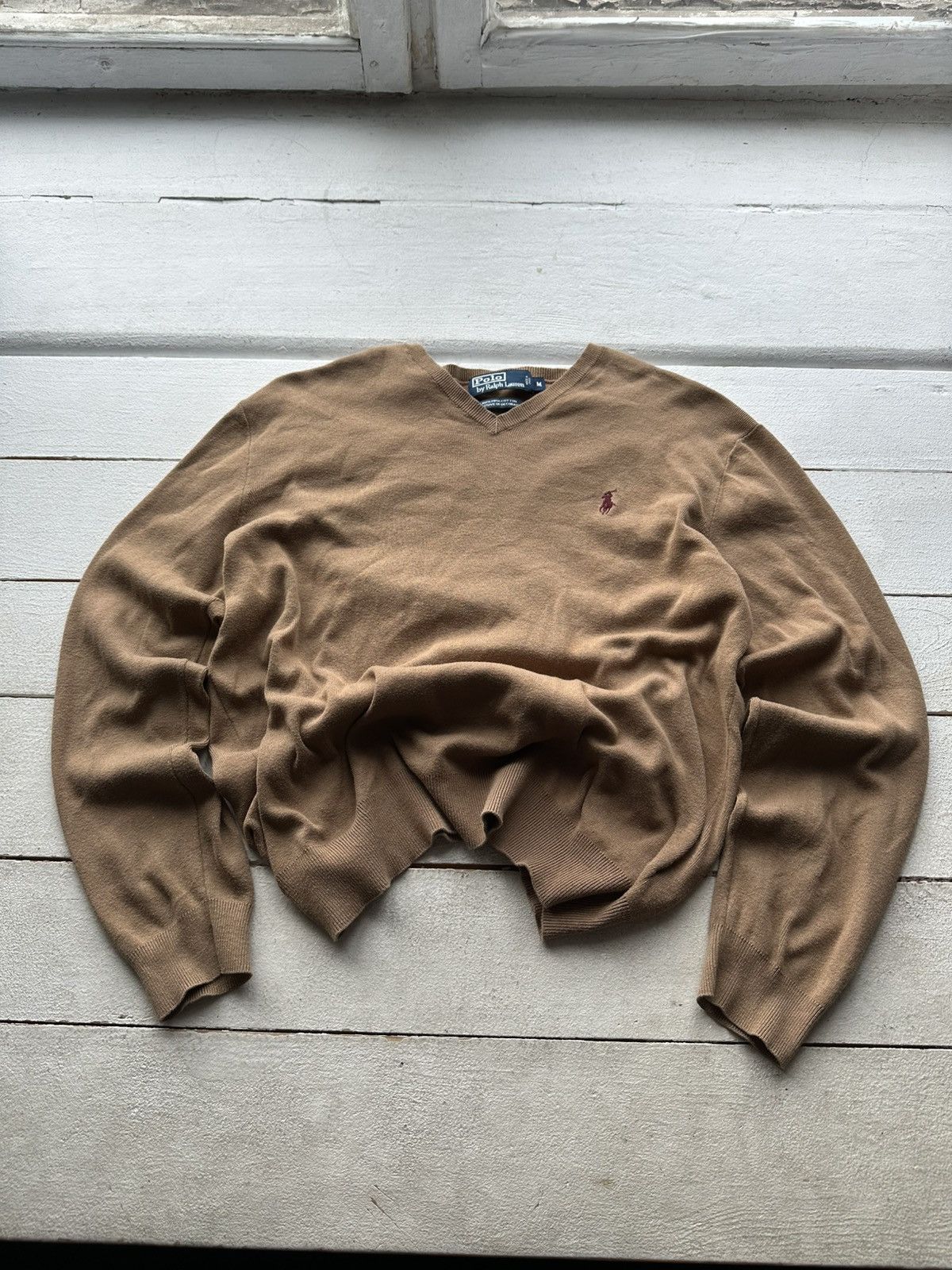Ralph Lauren 🚨RALPH LAUREN POLO SWEATER BROWN LOGO CREAM LUXURY Size US M / EU 48-50 / 2 - 1 Thumbnail