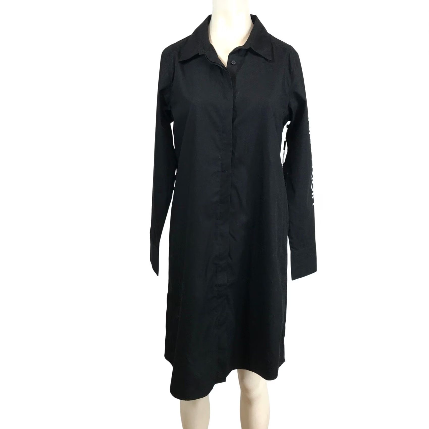 Calvin Klein Calvin Klein Womens Black Long Sleeve Logo Graphic Shirt Dress CD2G1Q2V Small Size S / US 4 / IT 40 - 2 Thumbnail