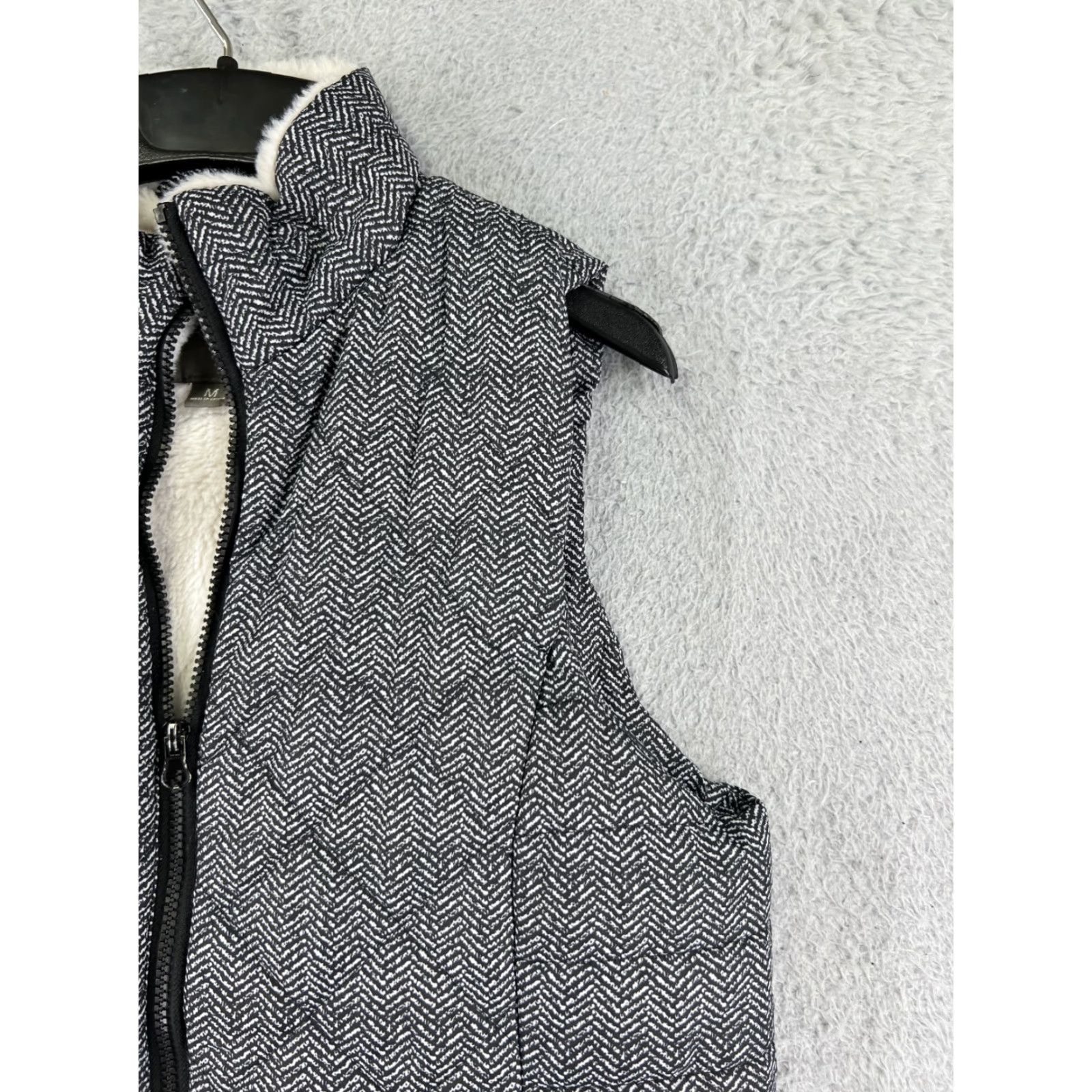 Van Heusen Maurices Vest Women Medium Black White Polyester Lined Full Zip Pockets Vintage No Size M / US 6-8 / IT 42-44 - 5 Thumbnail