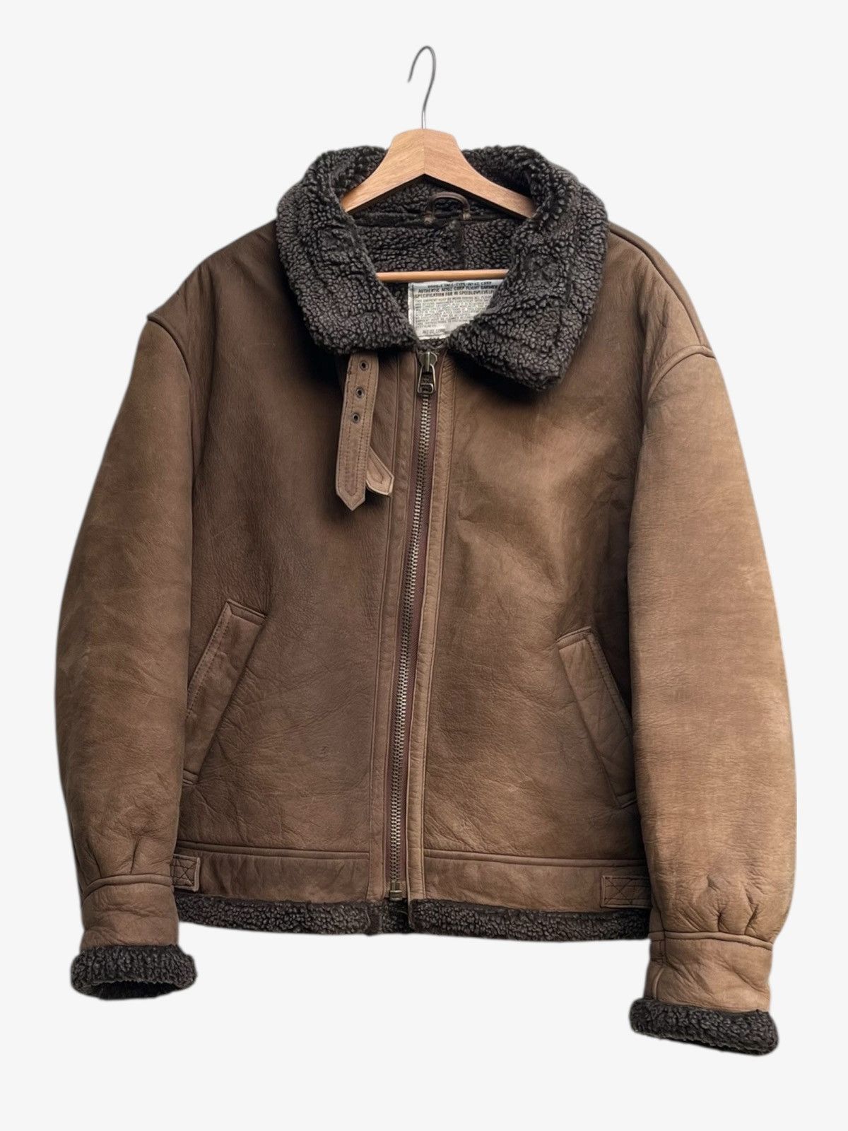 Genuine Leather Vintage Aitoz Corp B3 Cowhide Shearling Bomber Jacket Size US L / EU 52-54 / 3 - 3 Thumbnail