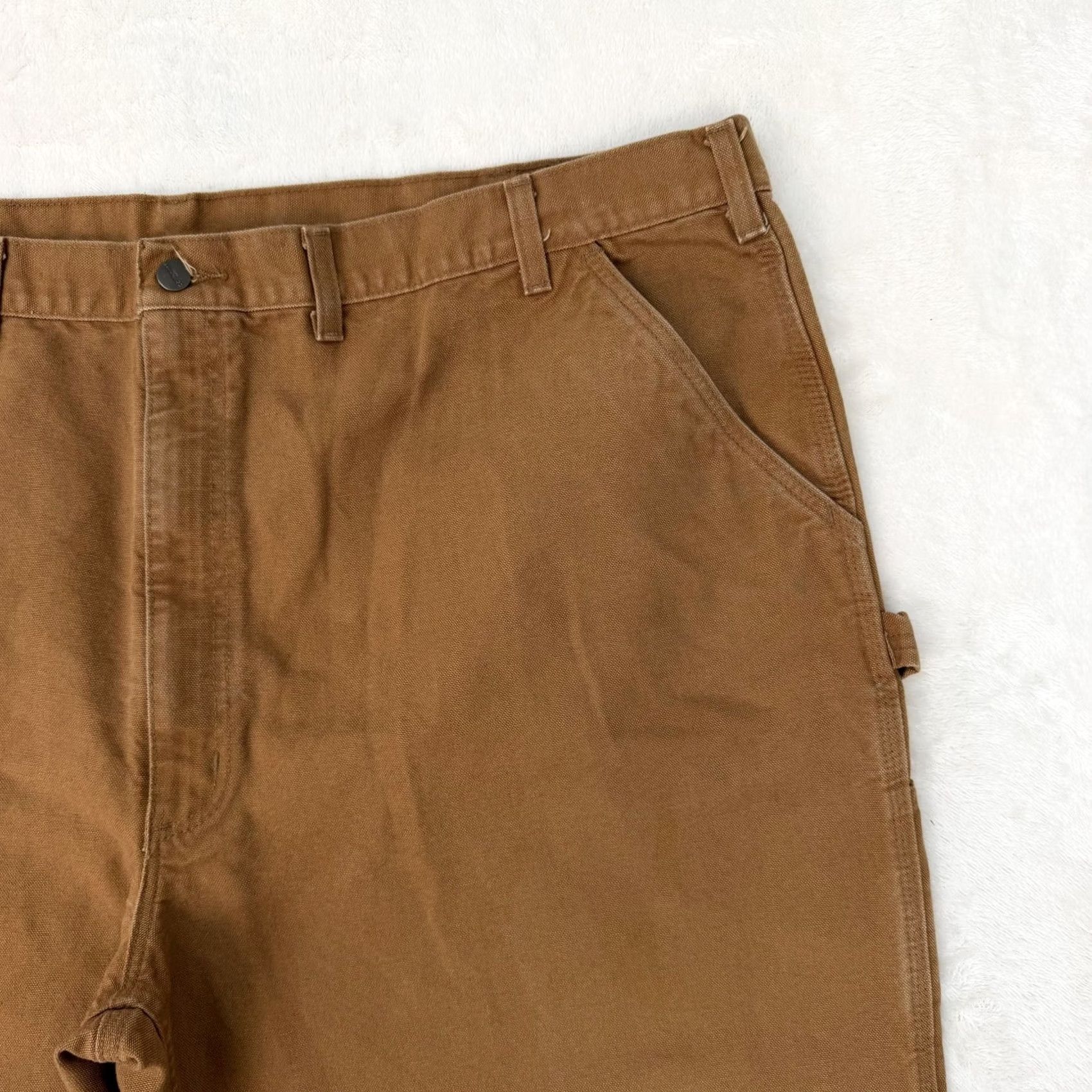 Carhartt VINTAGE Carhartt Jeans Pants Mens 50x30 Brown Canvas Carpenter Work Dungaree BRN Brown Cotton Relaxed Cargo Pocket Straight 50 Mens Size US 34 / EU 50 - 2 Thumbnail