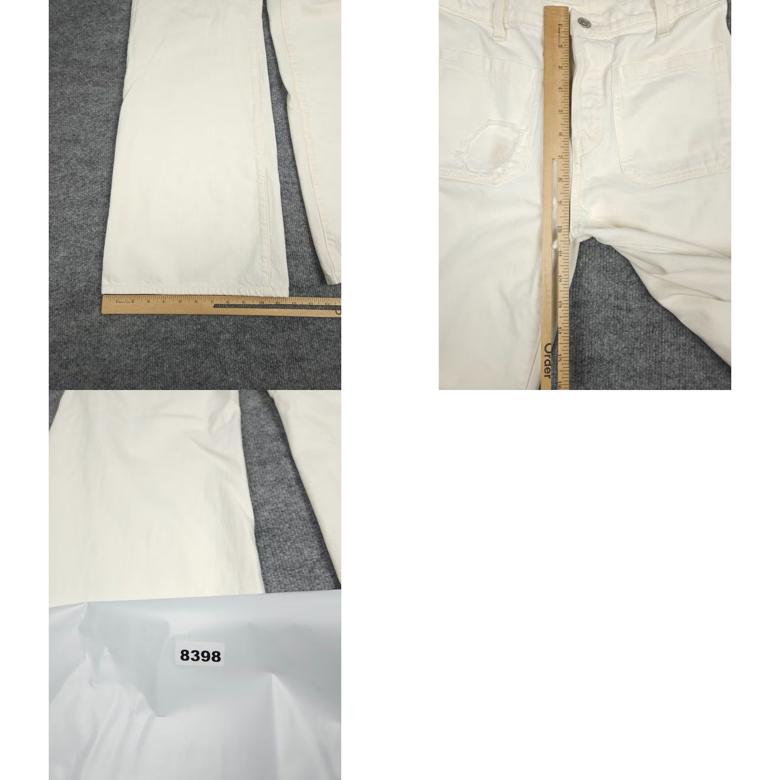 Nili Lotan Nili Lotan FLORENCE Flare Jeans Women's 29 White Ivory Distressed Stained Size 29" - 9 Thumbnail