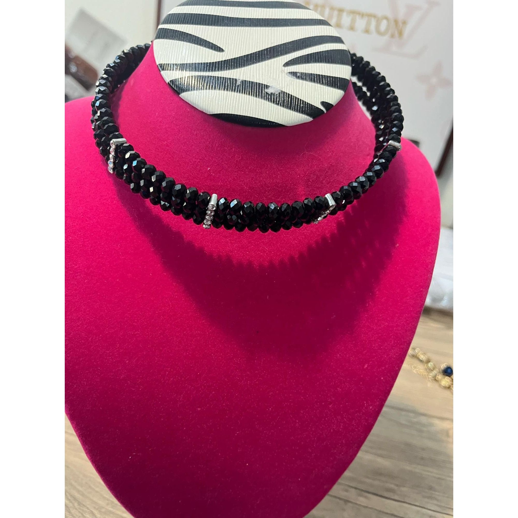 Other Ali KhanBeaded Black Crystal Choker Necklace With Silver Acc Size ONE SIZE - 1 Thumbnail