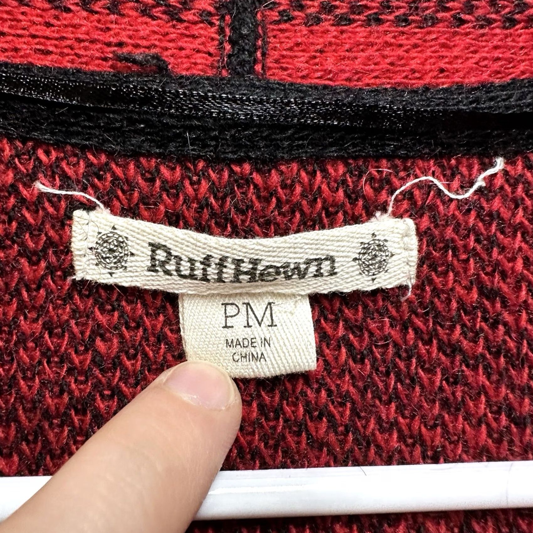 Vintage Ruff Hewn Cardigan Sweater Womens PM Red Open Fringe Wool Alpaca Knit Size M / US 6-8 / IT 42-44 - 3 Thumbnail