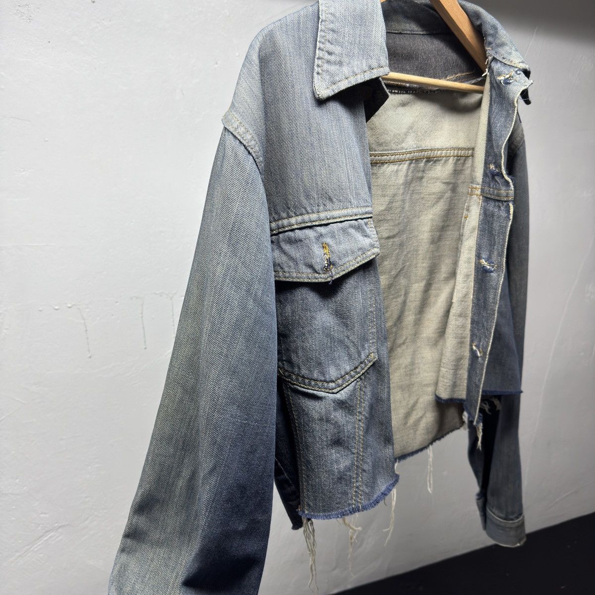 Vintage Thrashed Distressed Selvedge Denim Trucker Jacket ERD Grunge Size US M / EU 48-50 / 2 - 5 Thumbnail