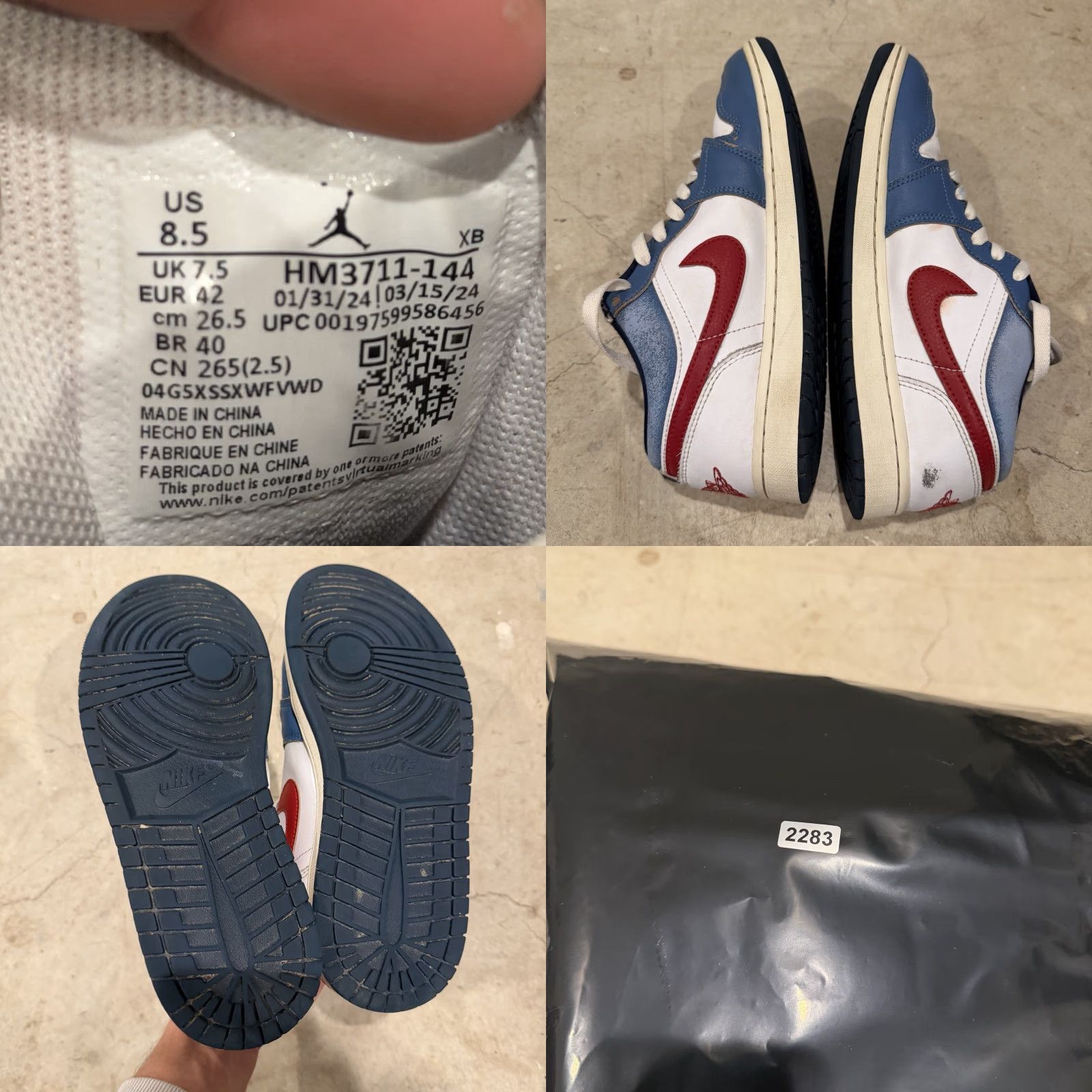Jordan Brand Nike Air Jordan 1 Low SE Motion White Armory Navy HM3711-144 Mens Size 8.5 Sneaker Size US 9 / EU 42 - 8 Thumbnail