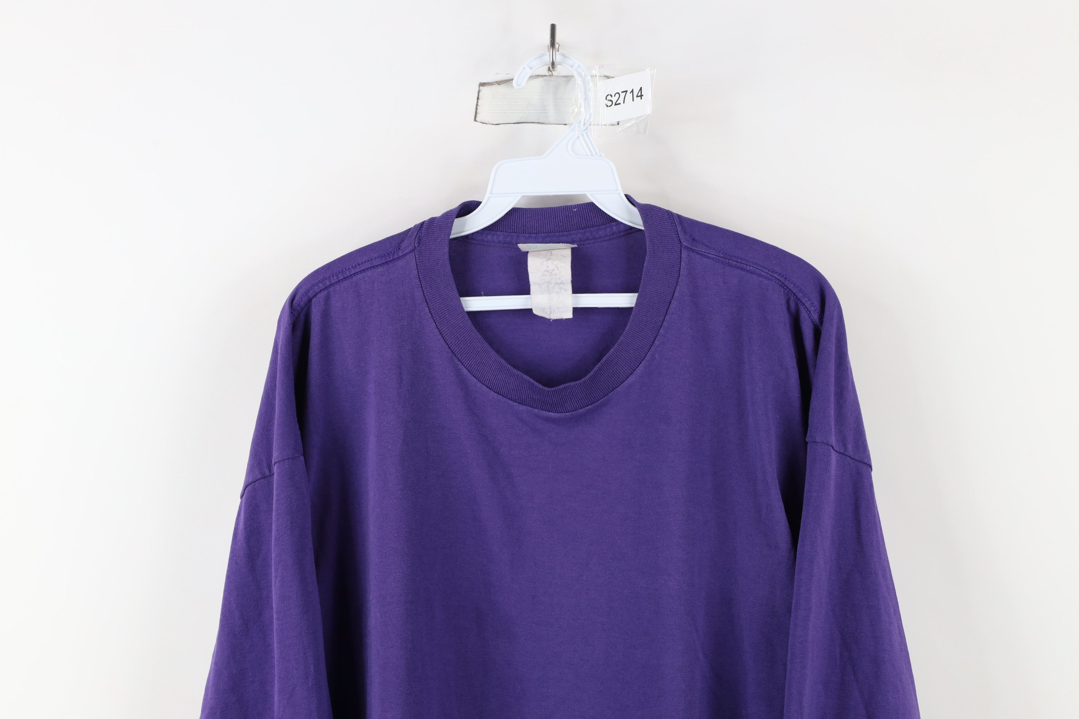 Vintage Vintage 90s Streetwear Blank Long Sleeve T-Shirt Purple Size US XXL / EU 58 / 5 - 2 Thumbnail