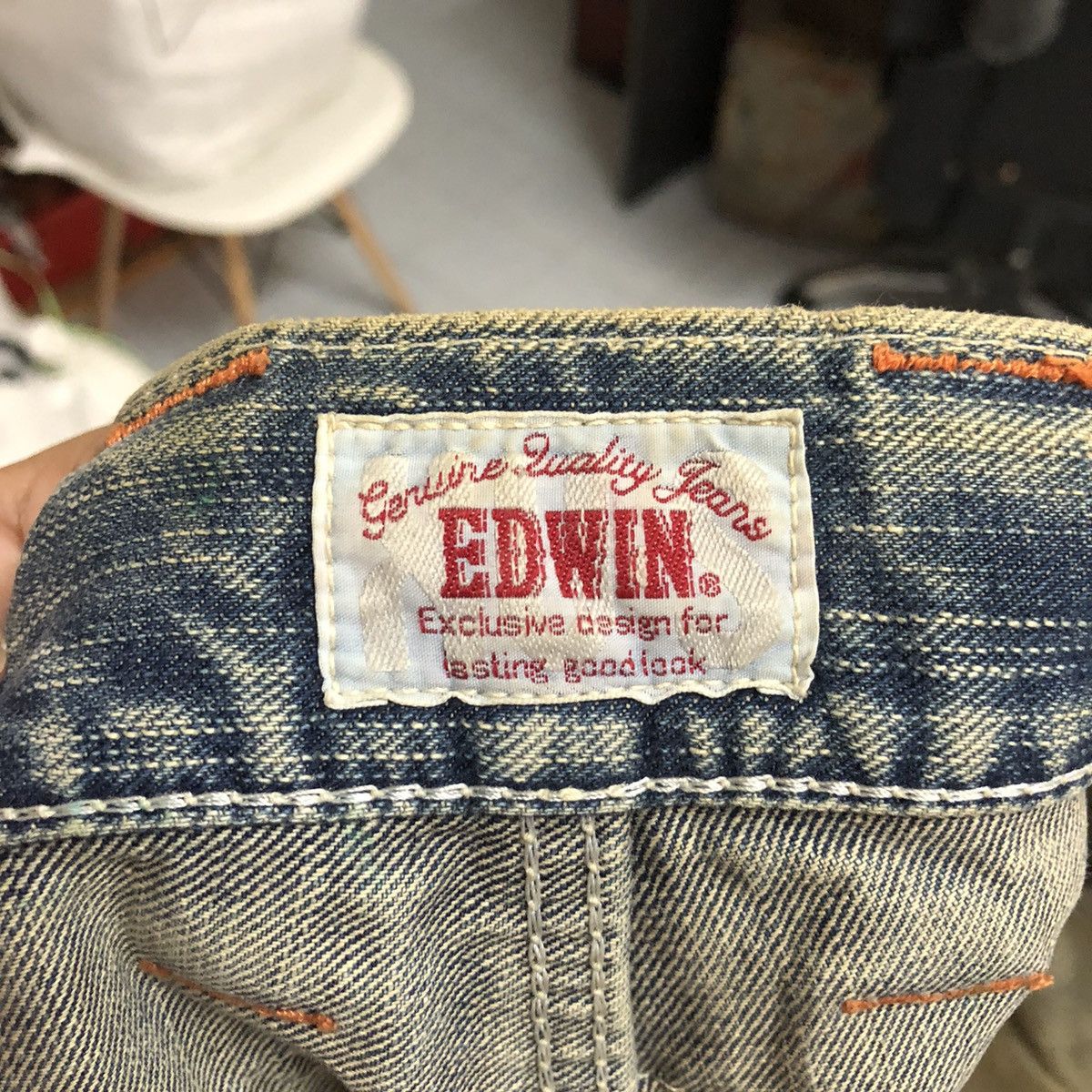 Edwin DLL Edwin Blue Distressed ripped Denim Pants #C239 Size US 35 - 22 Thumbnail