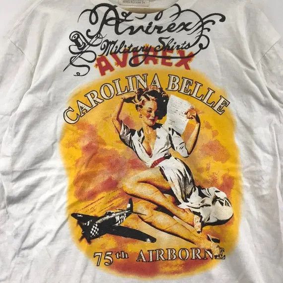 Avirex Vtg 90’ AVIREX CAROLINA Belle Airborne Tee Shirt USAAF Size US M / EU 48-50 / 2 - 4 Thumbnail