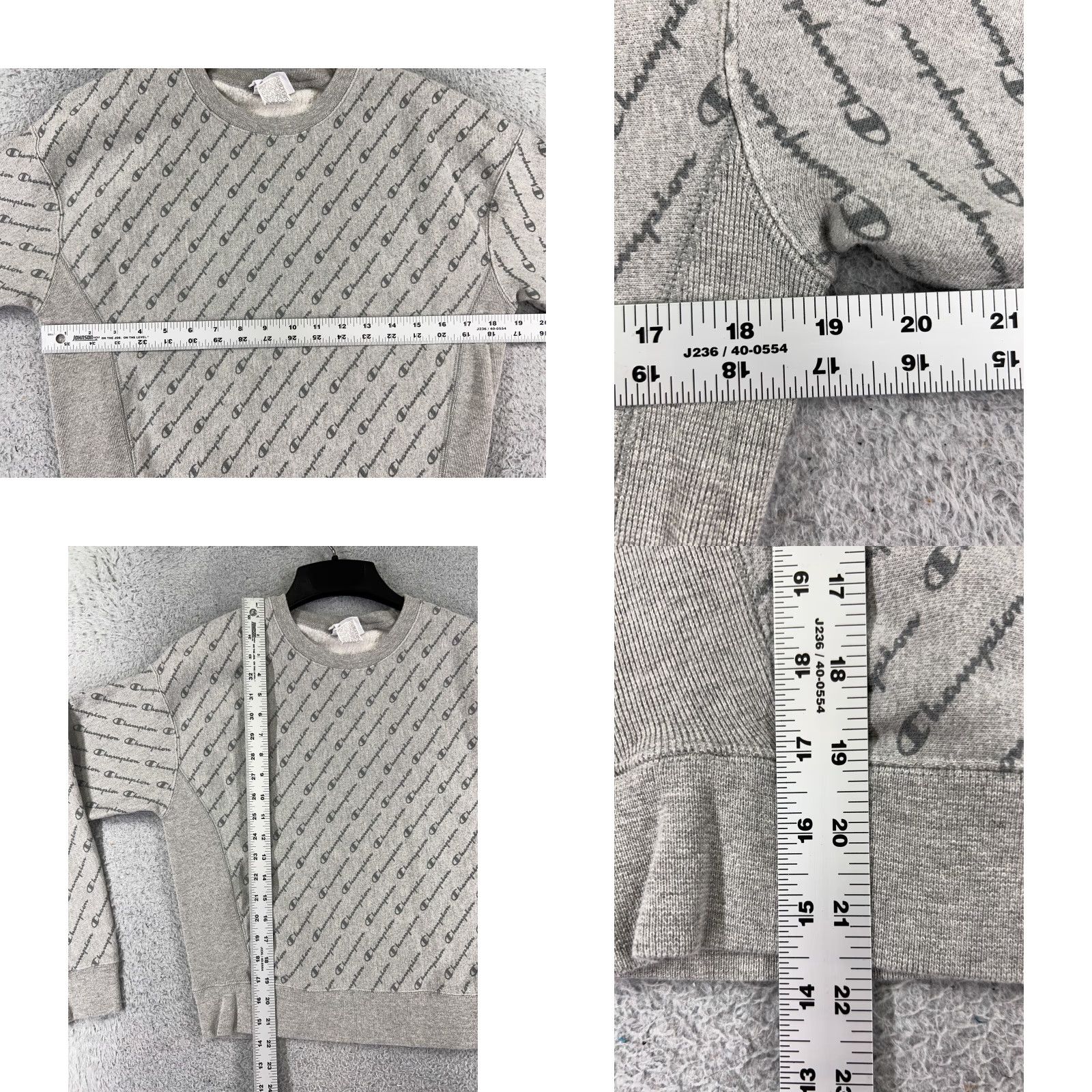 Champion VINTAGE Champion Sweater Women Small Gray Spellout AOP Cotton Reverse Weave Cotton Crop Size S / US 4 / IT 40 - 8 Thumbnail