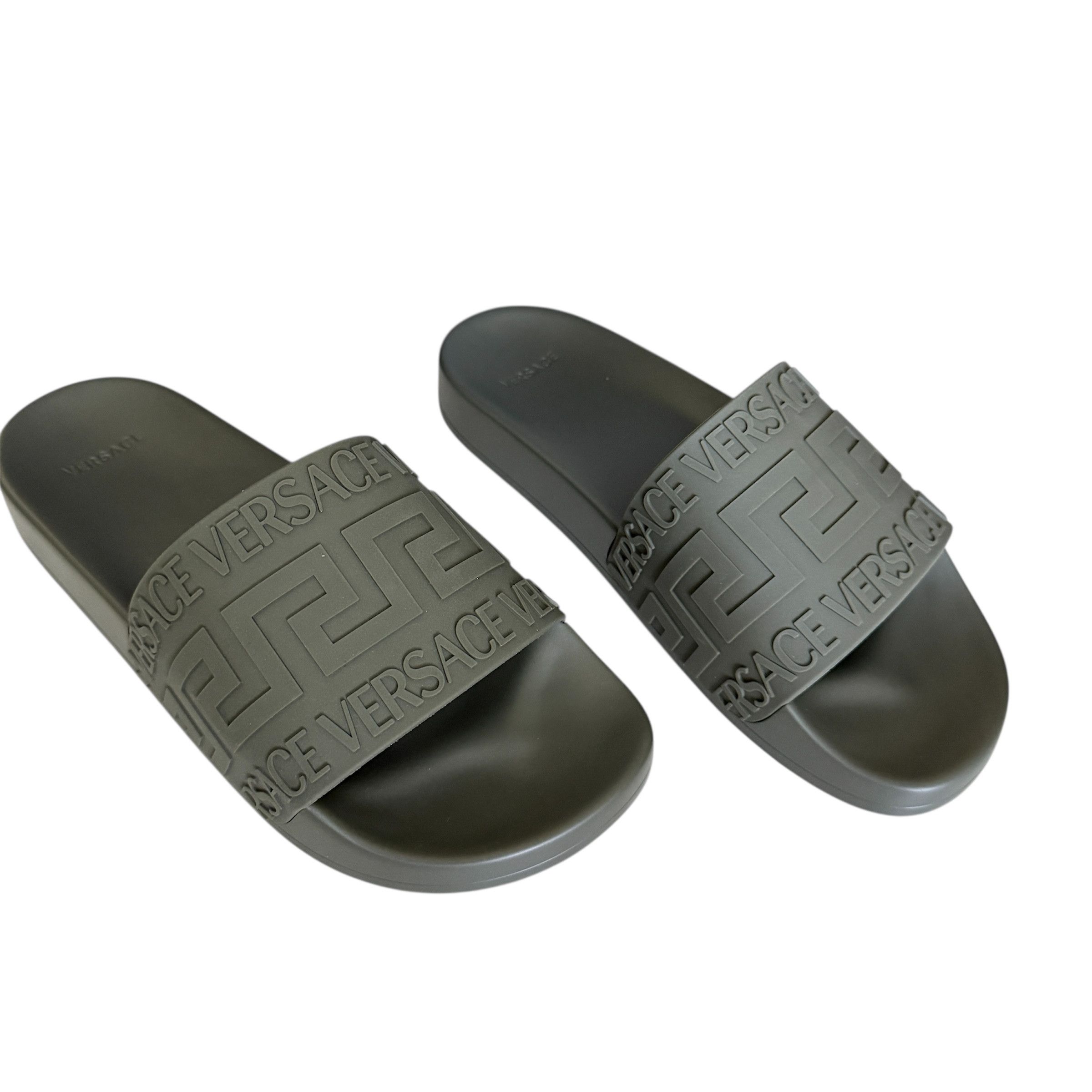 Versace Versace 1006272 Men's Green Greca Gomma Pool Slide, sizes 41 Size US 8 / EU 41 - 1 Thumbnail